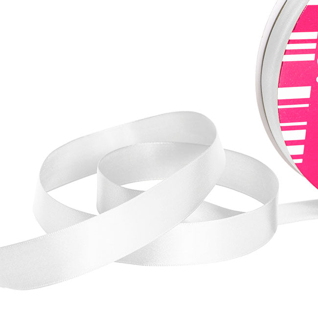 Ribbon Satin Jumbo Bulk Single Faced Spool (25mmx100m) - White ...
