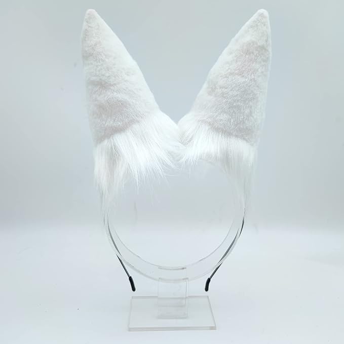 Deluxe Faux Plush Fur Animal Ears Headband - White Bunny Rabbit