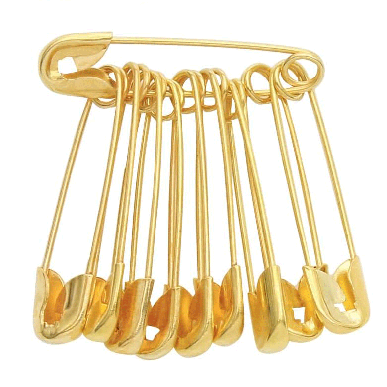 Safety Pins Metal 55mm 50pcs - Gold