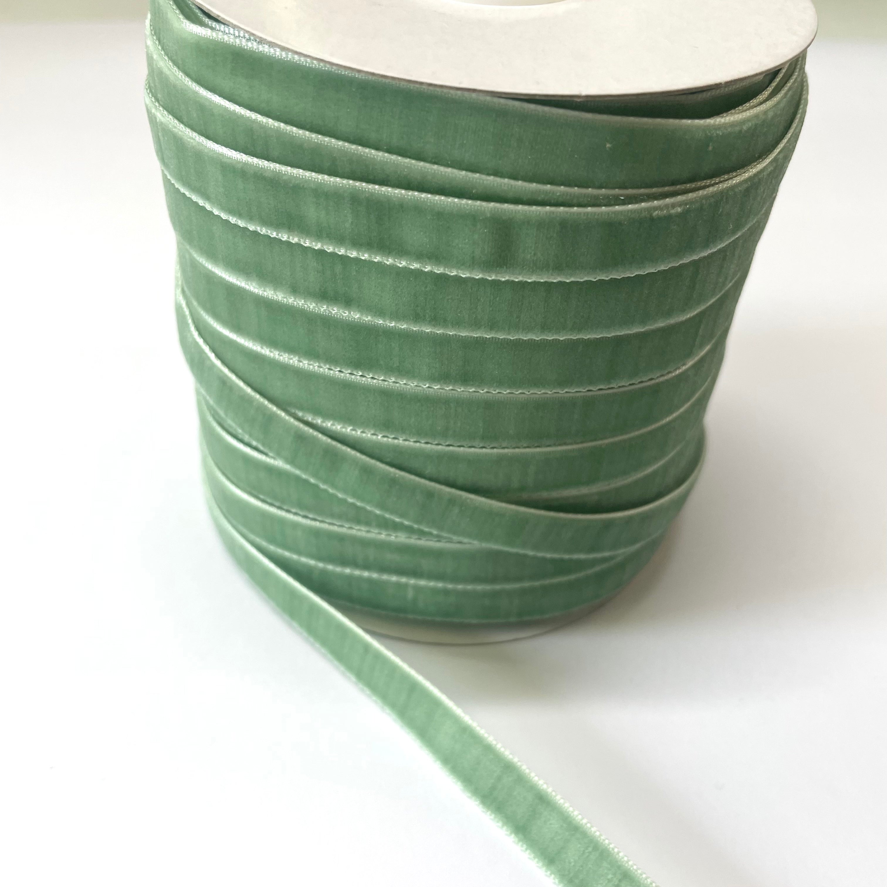 Velvet Single Face 10mm Soft Ribbon 50 Yard Spool - Sage – Feather.com.au