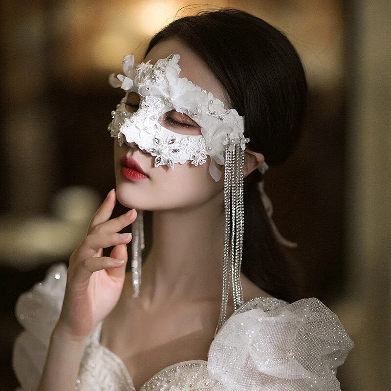 Women Lace Masque Sexy Elegant Masquerade Party Eye Mask  - Silver ((Style 13))