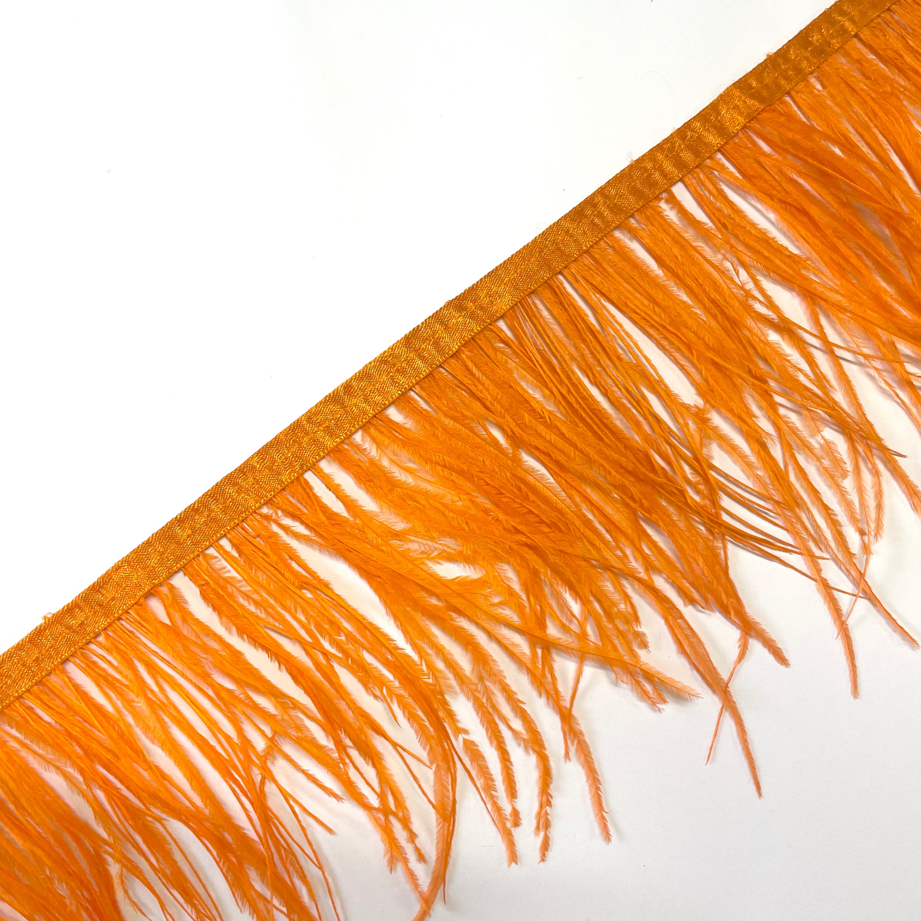 Ostrich Feathers Strung per metre - Orange