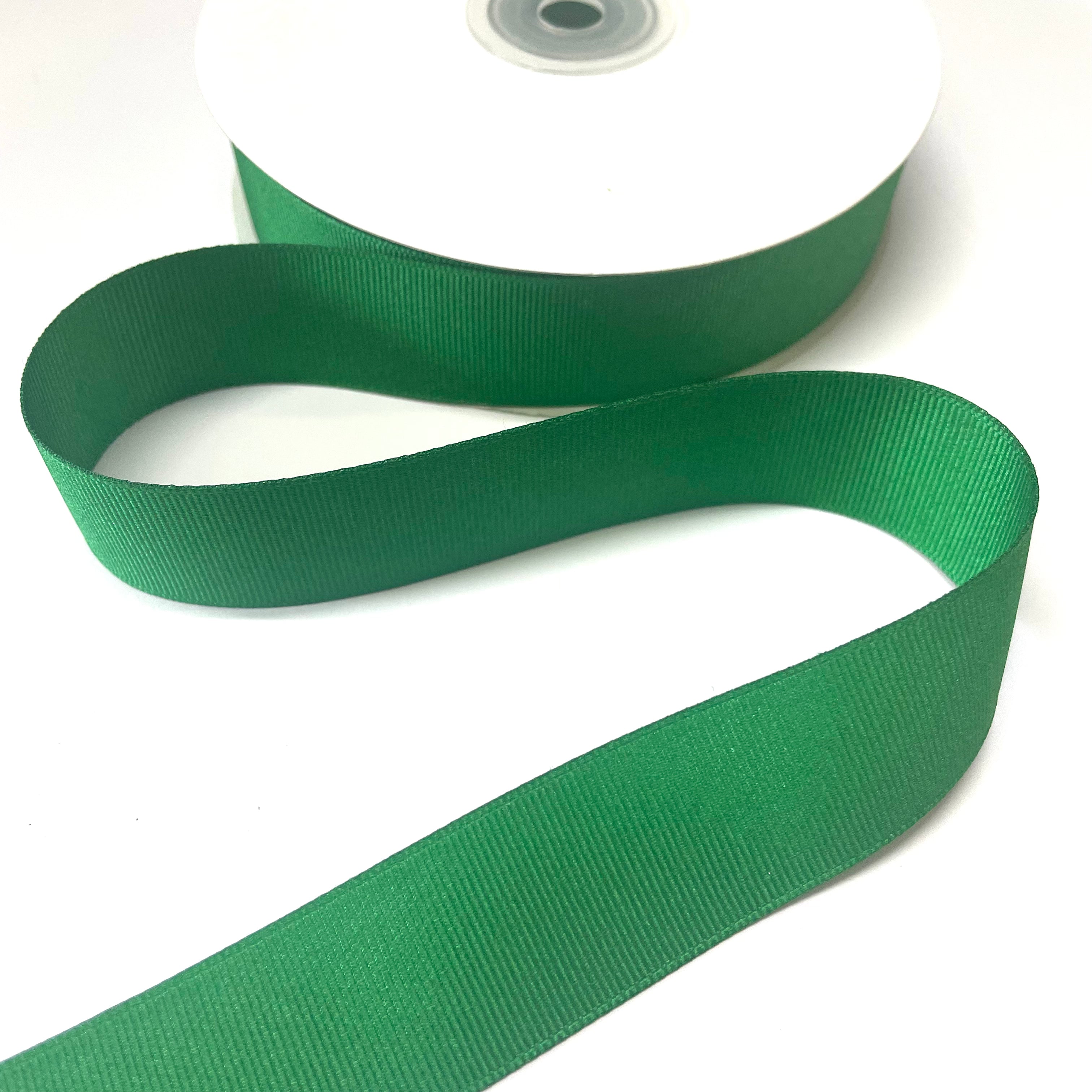 Grosgrain Plain 25mm Ribbon 30m Spool - Green