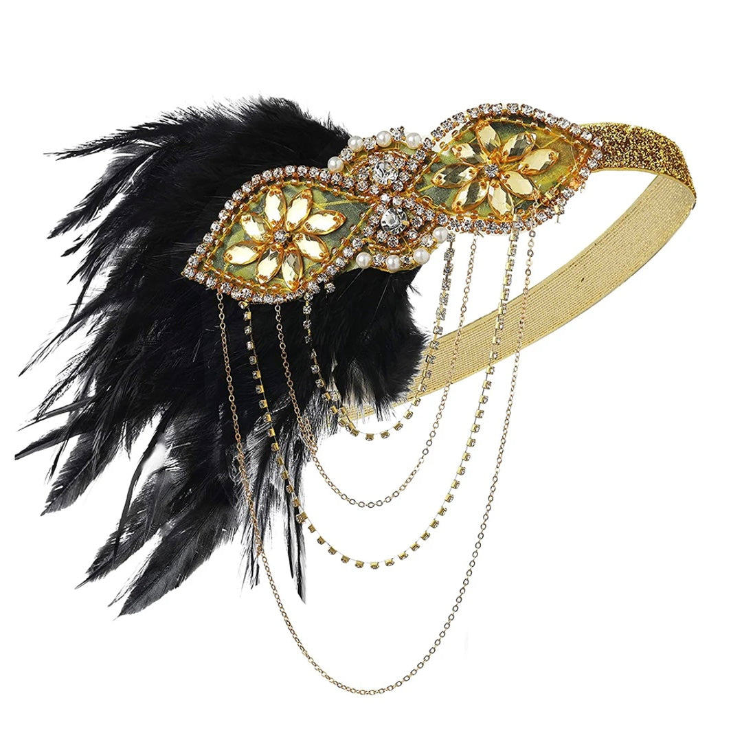 Great Gatsby 1920's Flapper Feather Costume Accessories 5pcs Set - Style 7