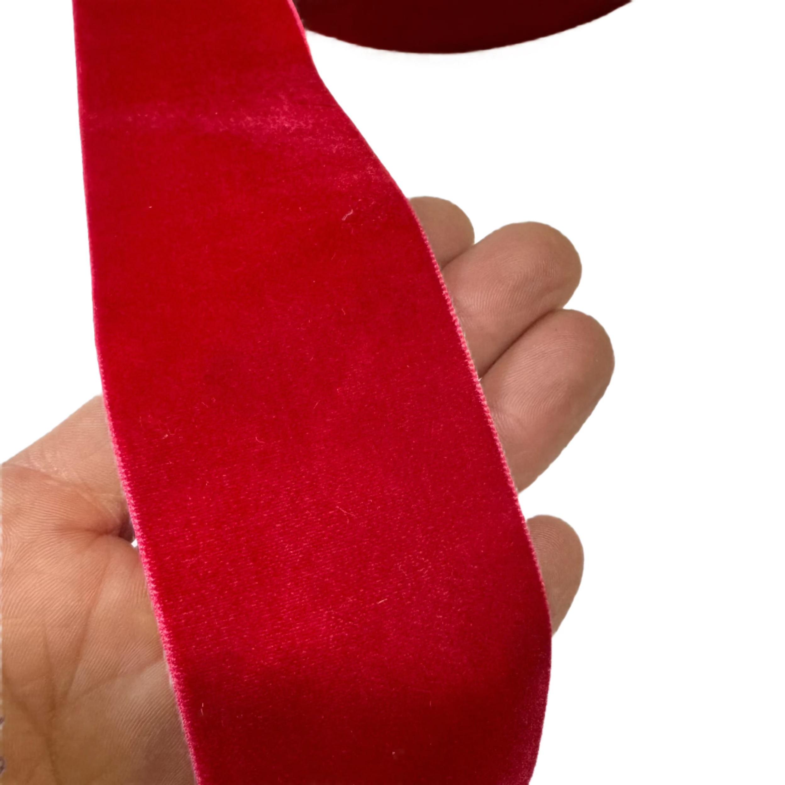 Velvet Single Face 50mm Soft Ribbon 25 Yard Spool - Red 50mm