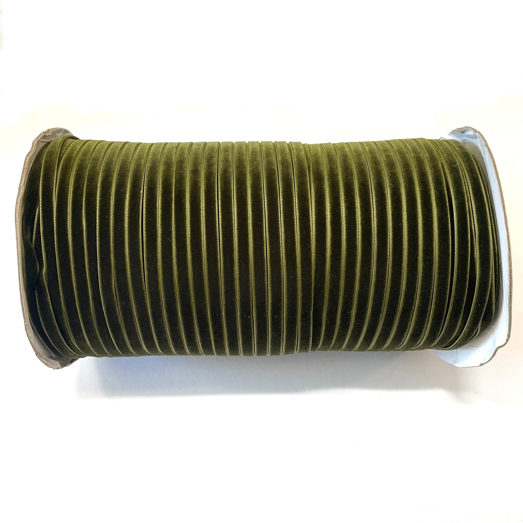 Velvet Single Face 6mm Soft Ribbon per 10 mtrs - Olive Green – Feather ...