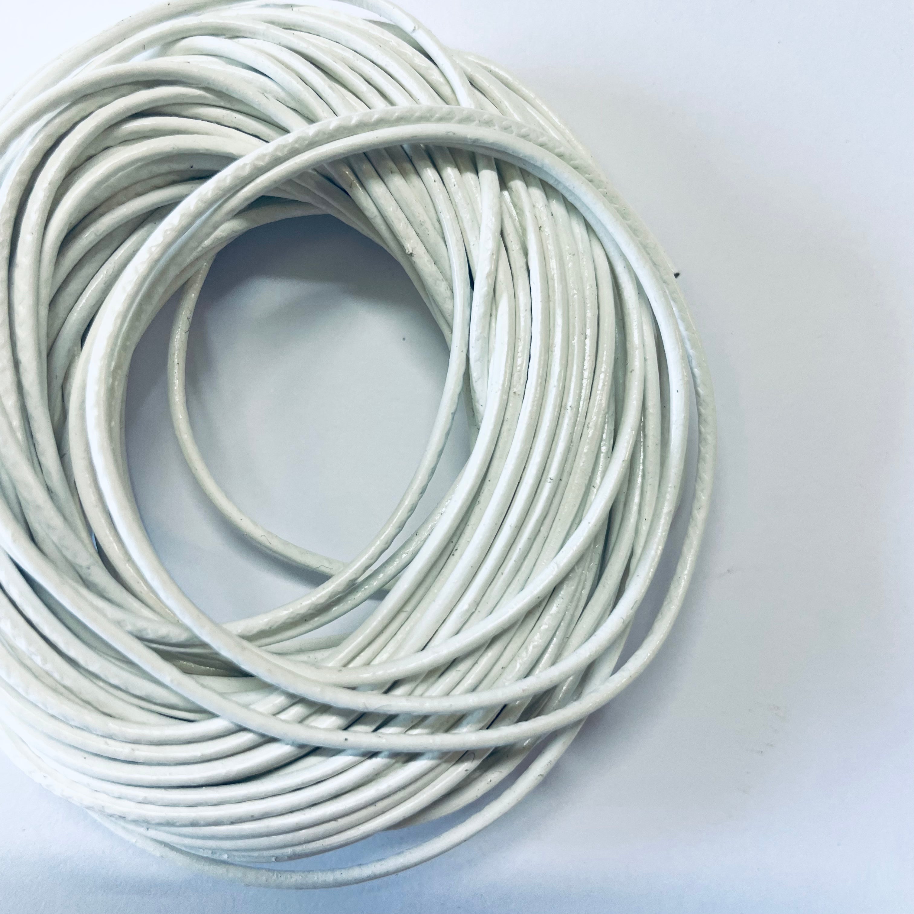 Natural Genuine Leather Cord per 10mtrs- White 1.5mm