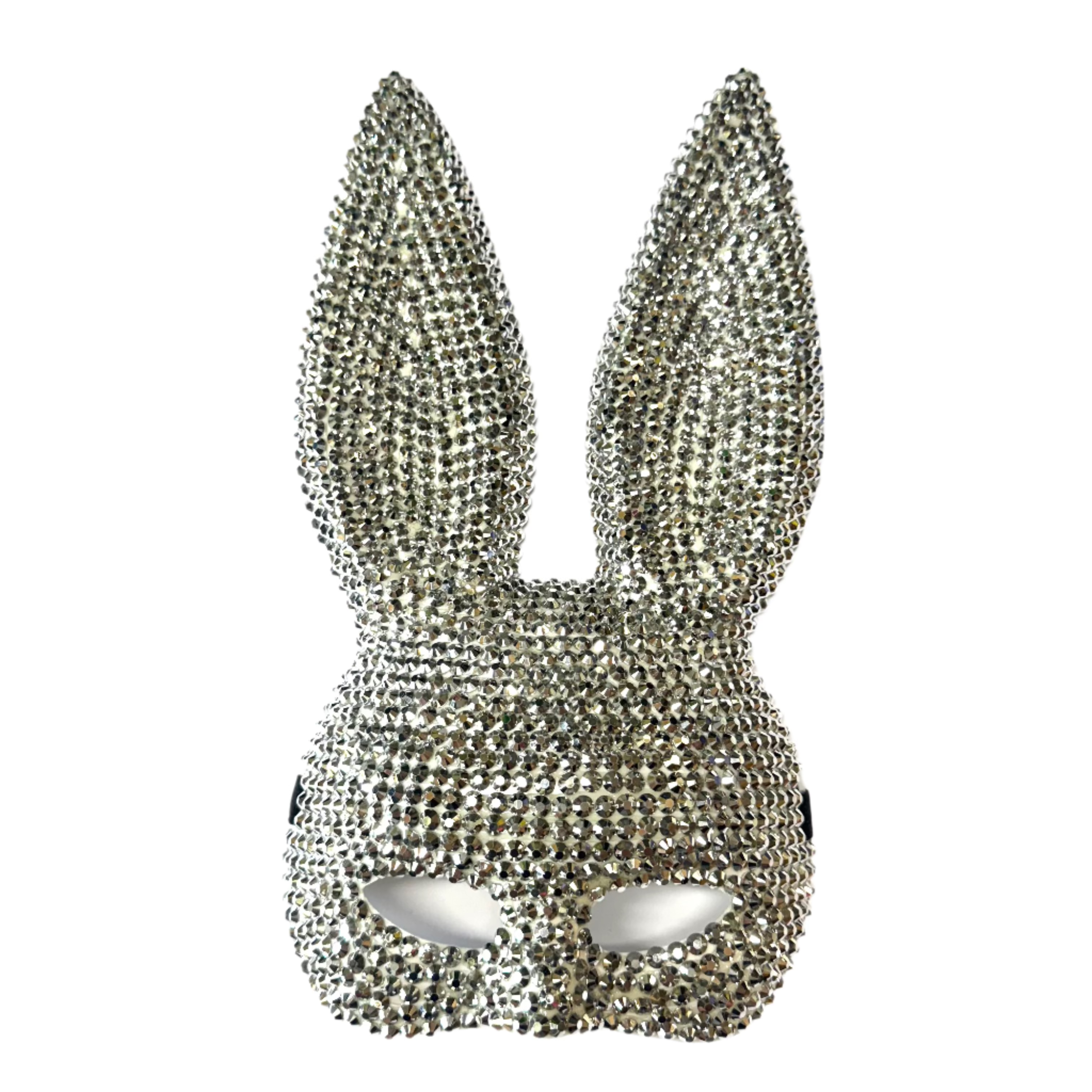 Feather Rabbitears Masquerade Deluxe Sexy Playboy Bunny Rabbit Ears Mask - Rhinestone Sil ...
