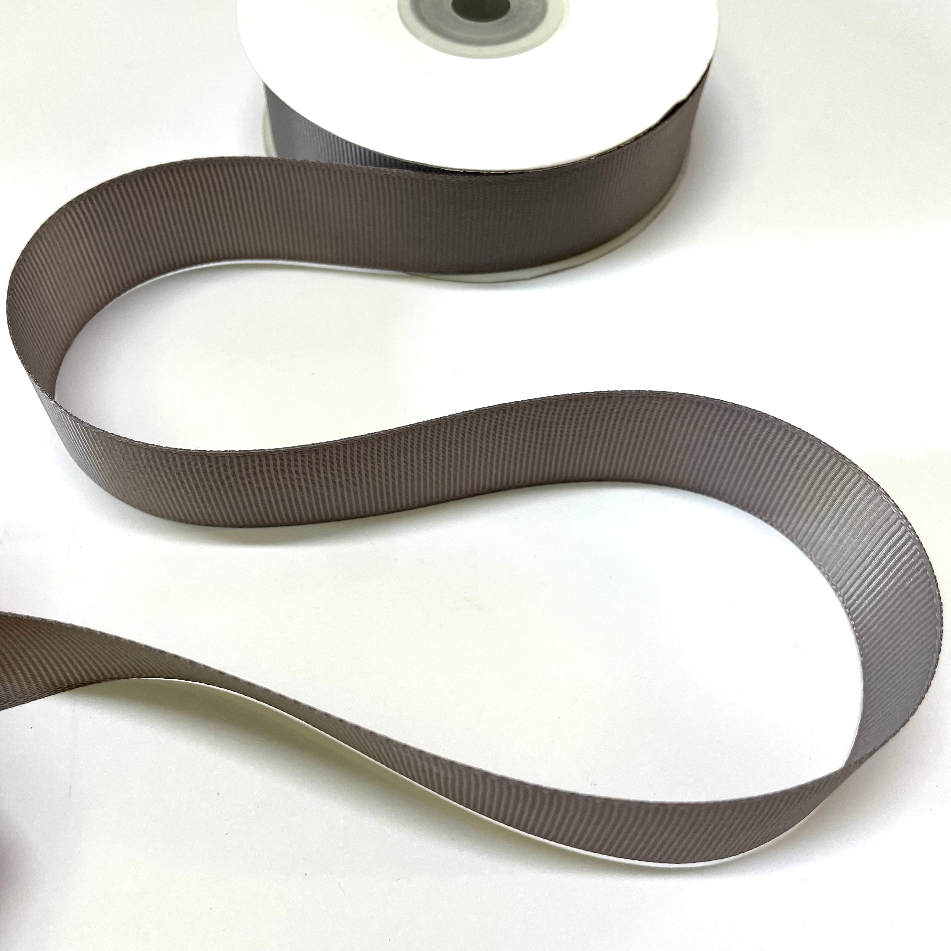 Grosgrain Plain 25mm Ribbon 25 Yard Spool - Grey