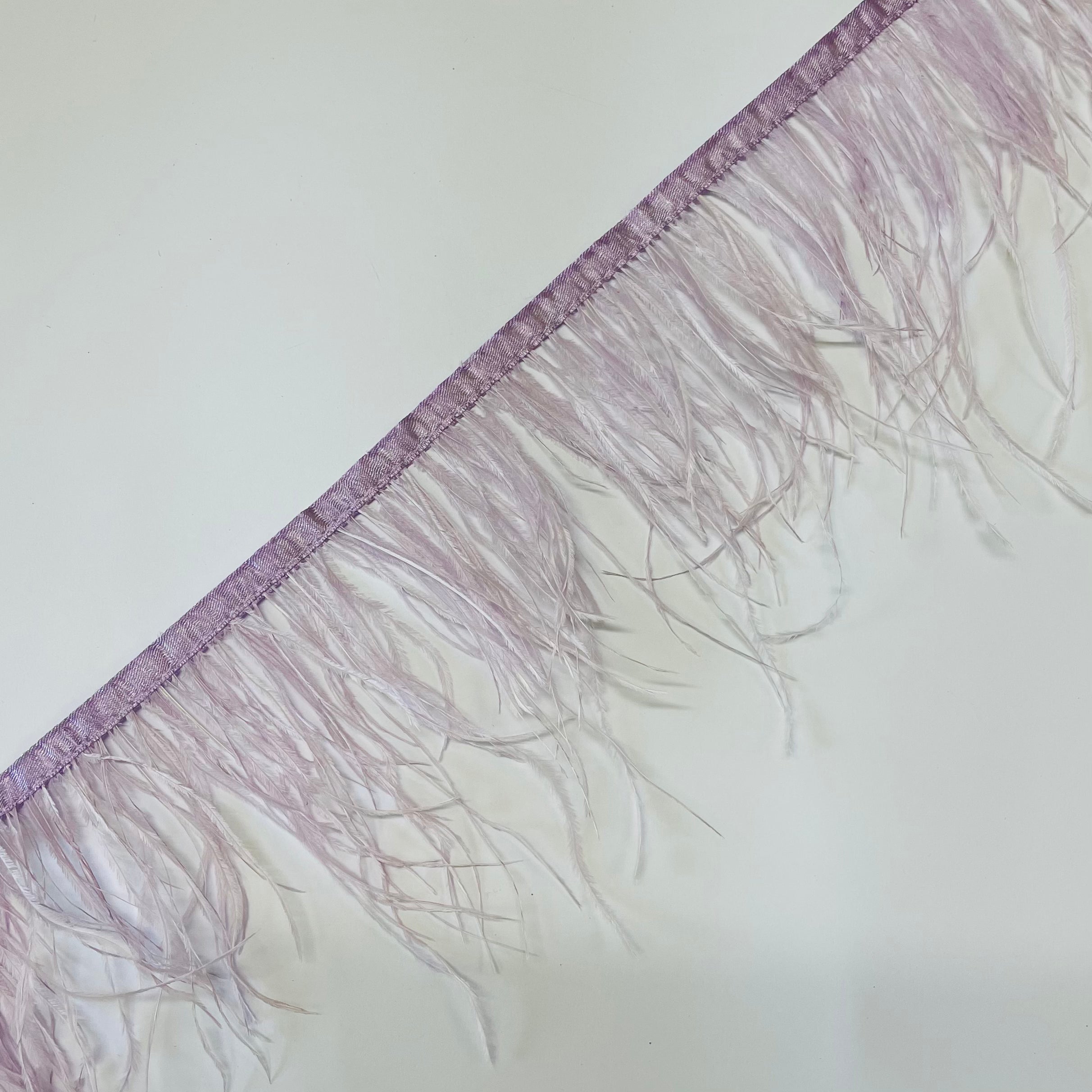 Ostrich Feathers Strung per metre - Lilac