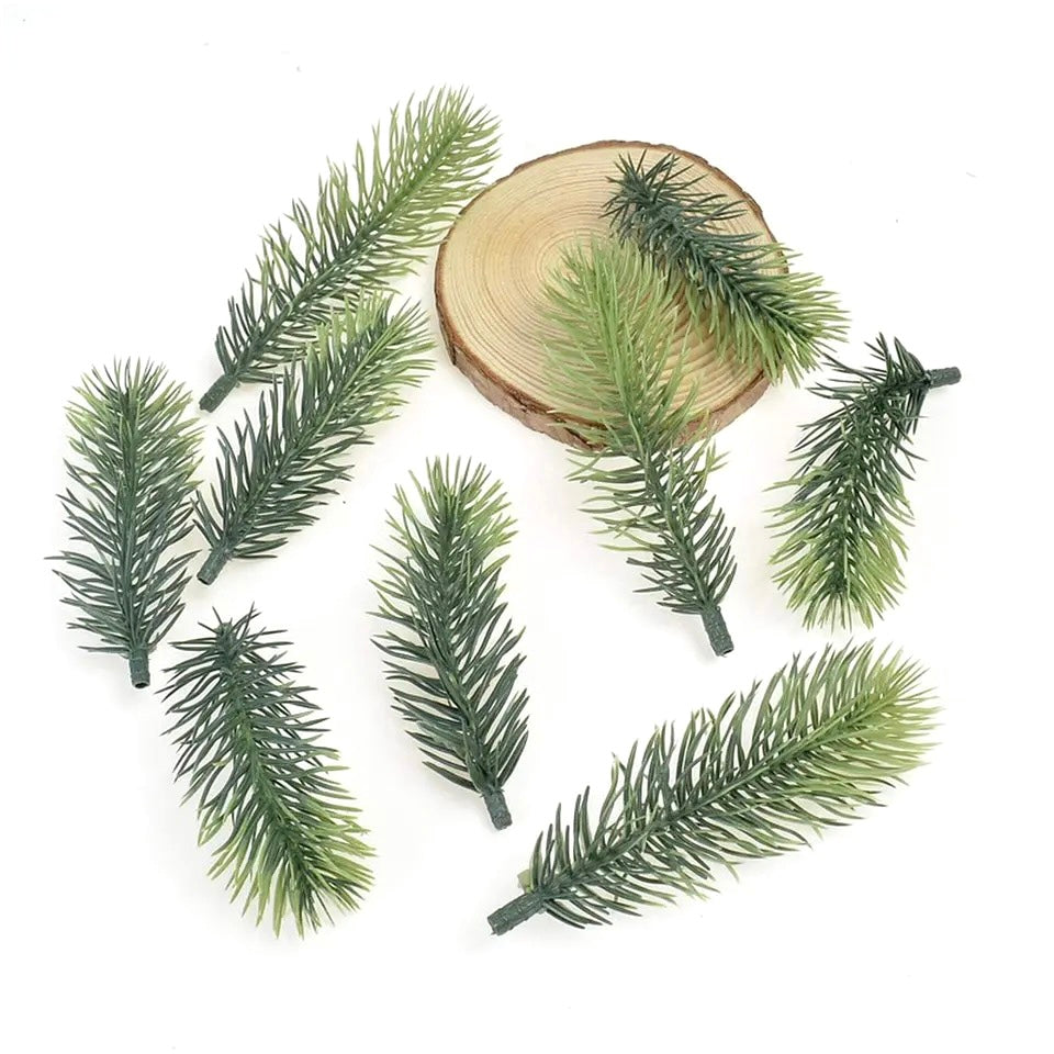 Artificial Christmas Pine Needle Picks x 10 pcs - Gradient Green (Style 1)