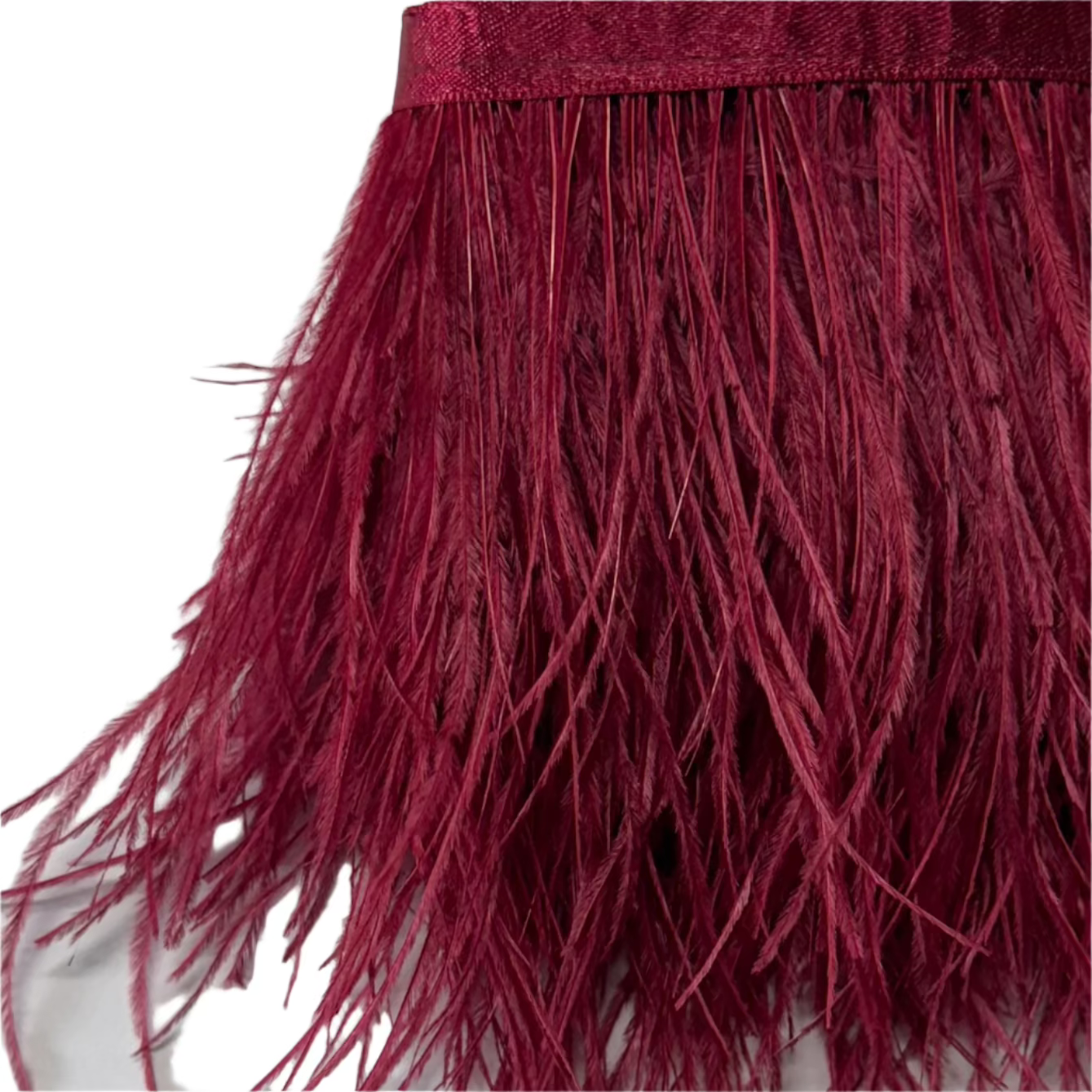 Ostrich Feathers Strung per metre - Burgundy