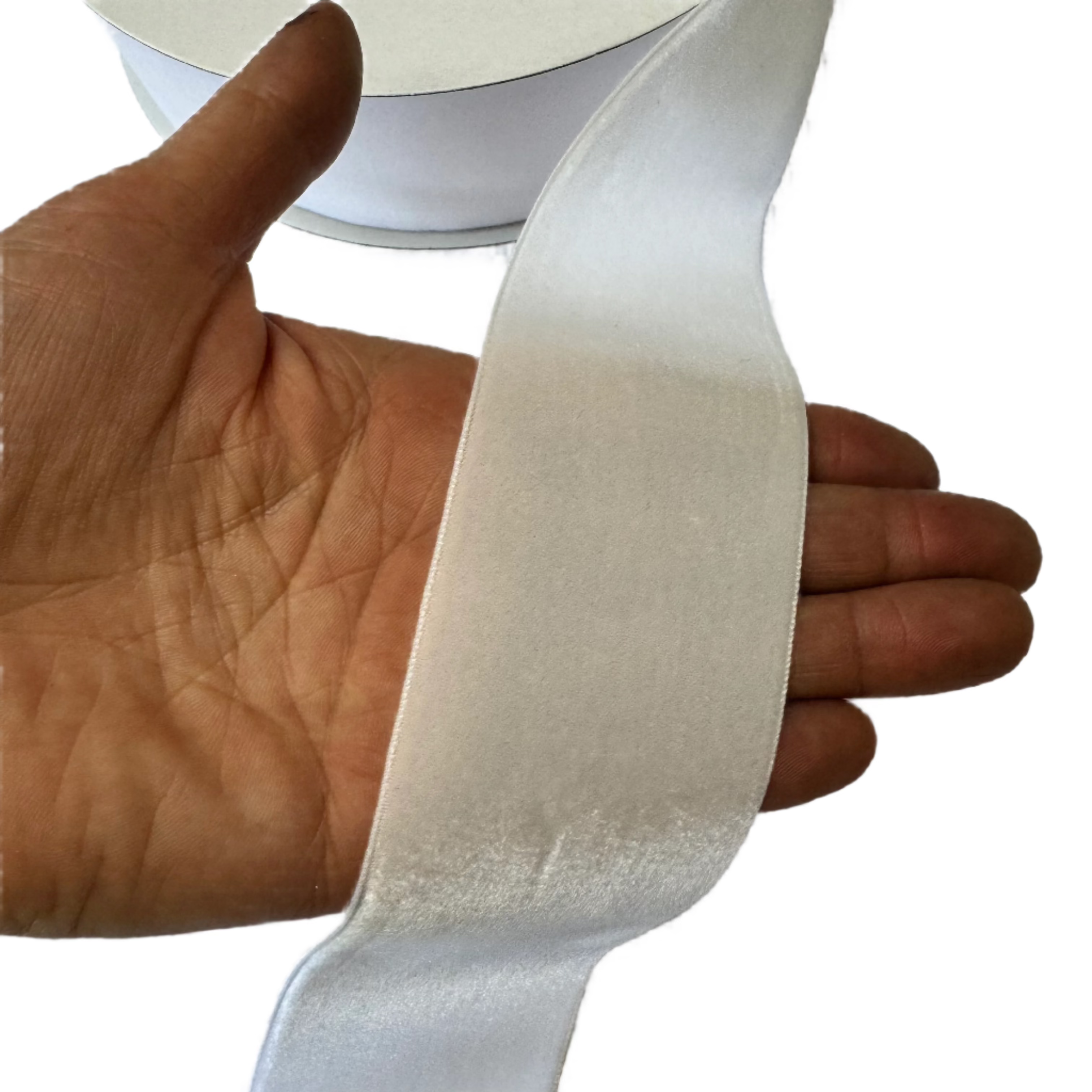 Velvet Single Face 50mm Soft Ribbon 25 Yard Spool - White 50mm