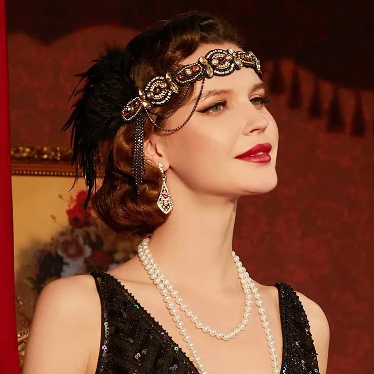 Great Gatsby 1920's Flapper Feather Costume Accessories 5pcs Set - Style 1