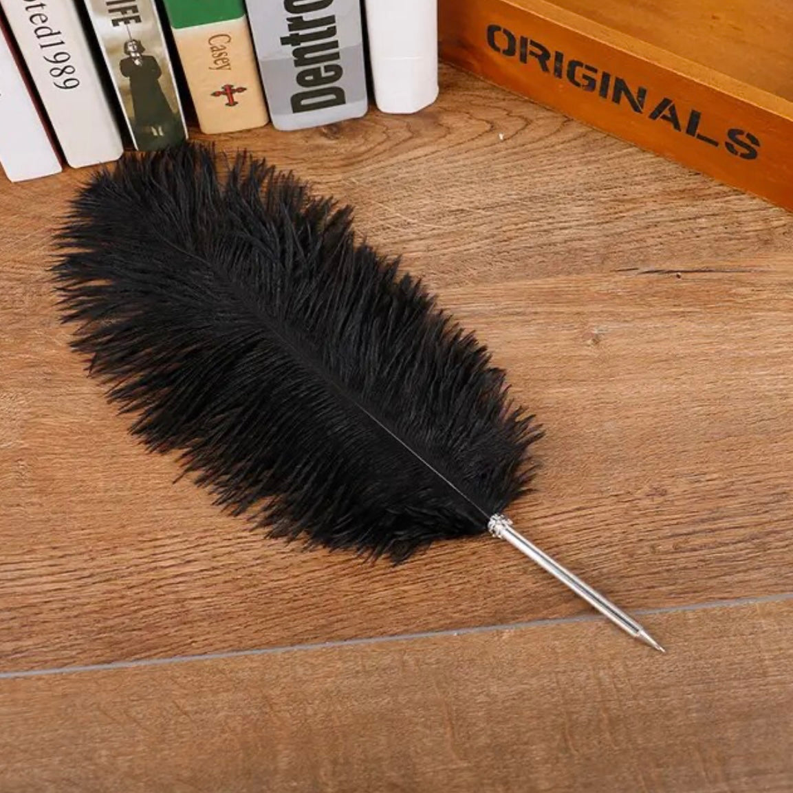 Ostrich Feather Wedding Ceremony Signing Ballpoint Pen - Black