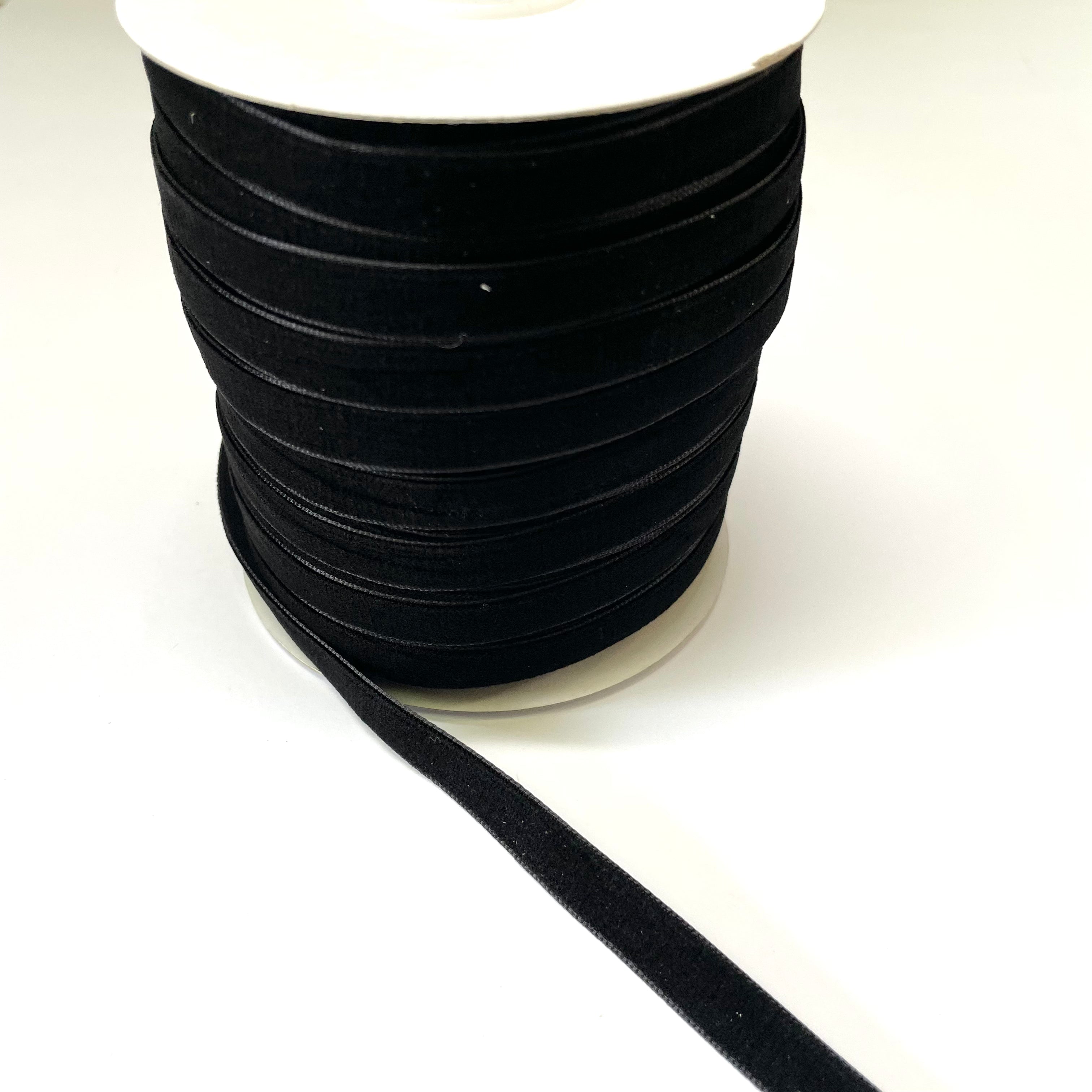 Velvet Single Face 10mm Soft Ribbon 50 Yard Spool - Black