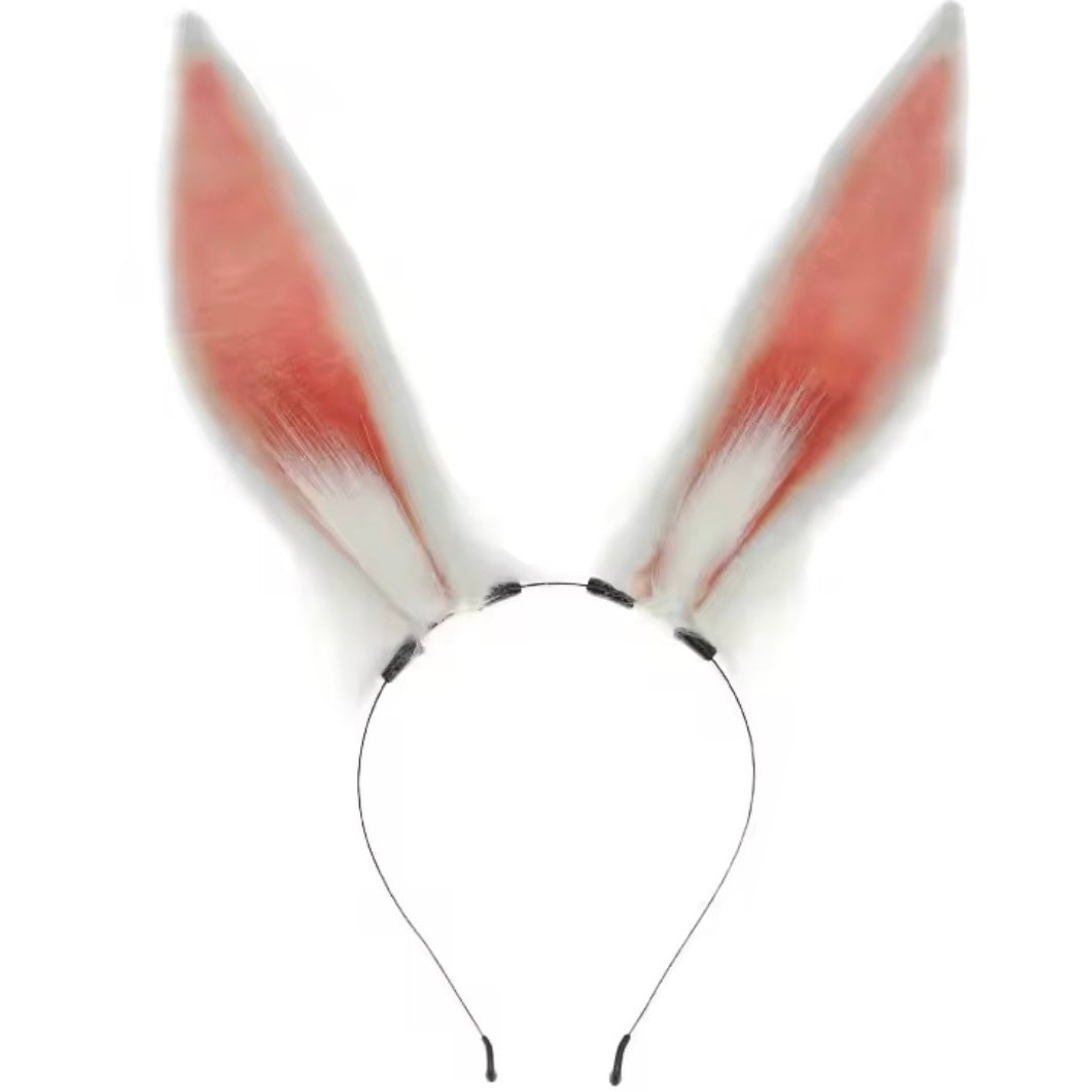Feather Rabbitears Deluxe Faux Plush Fur Animal Ears Headband - White Bunny Rabbit ...