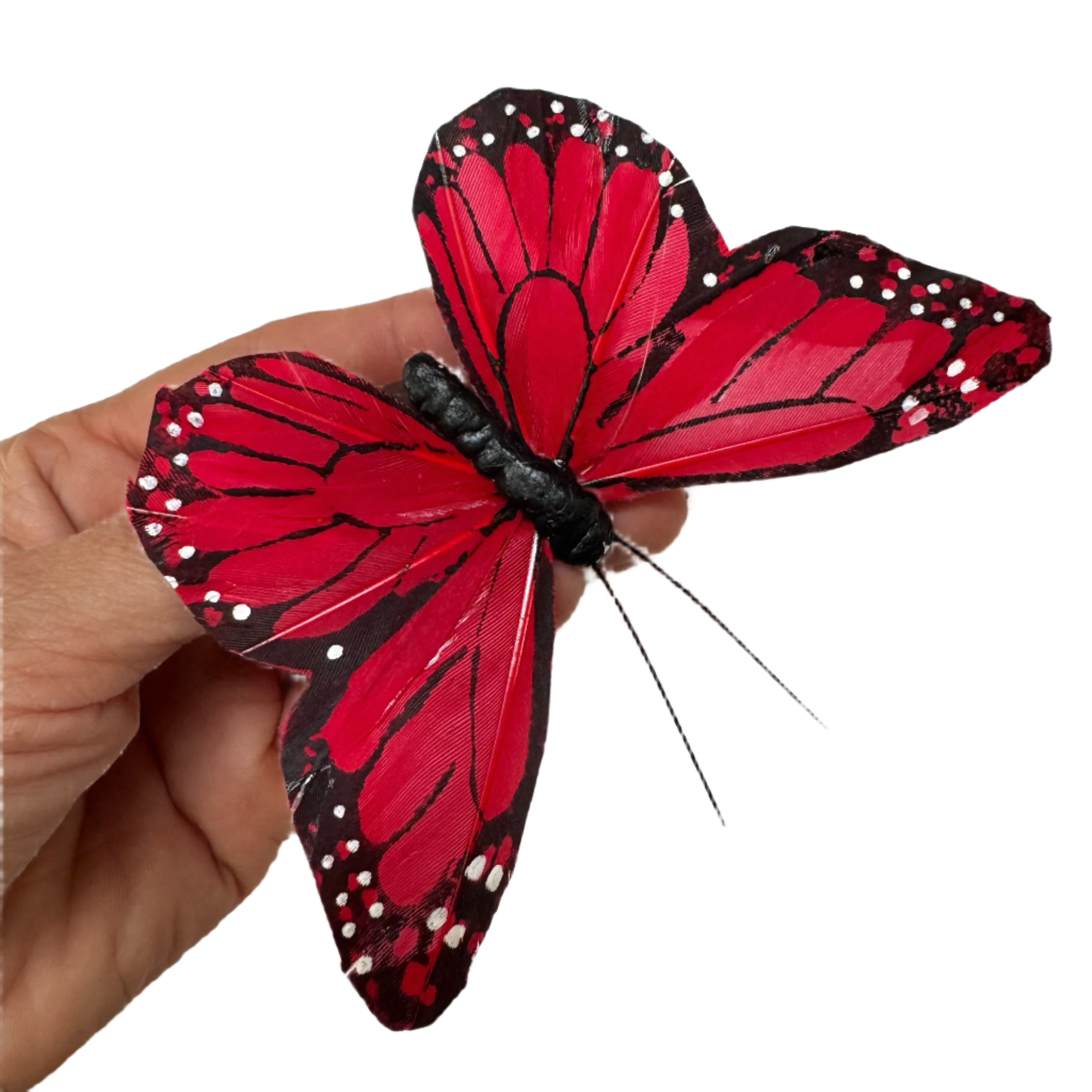 Feather Butterflies x 5 Pack - Large Red Monarch