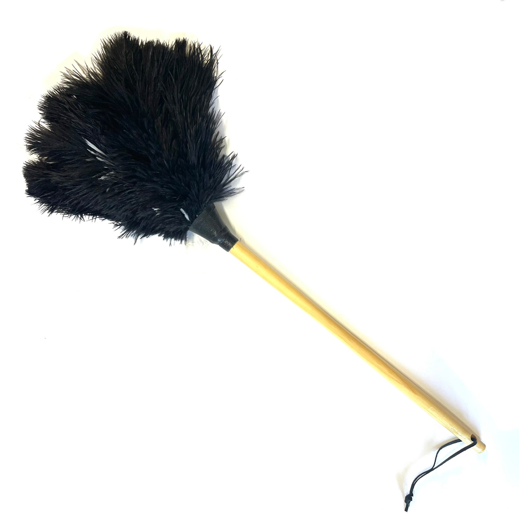 Ostrich Feather Wooden Cleaning Duster 60cm - Black & White
