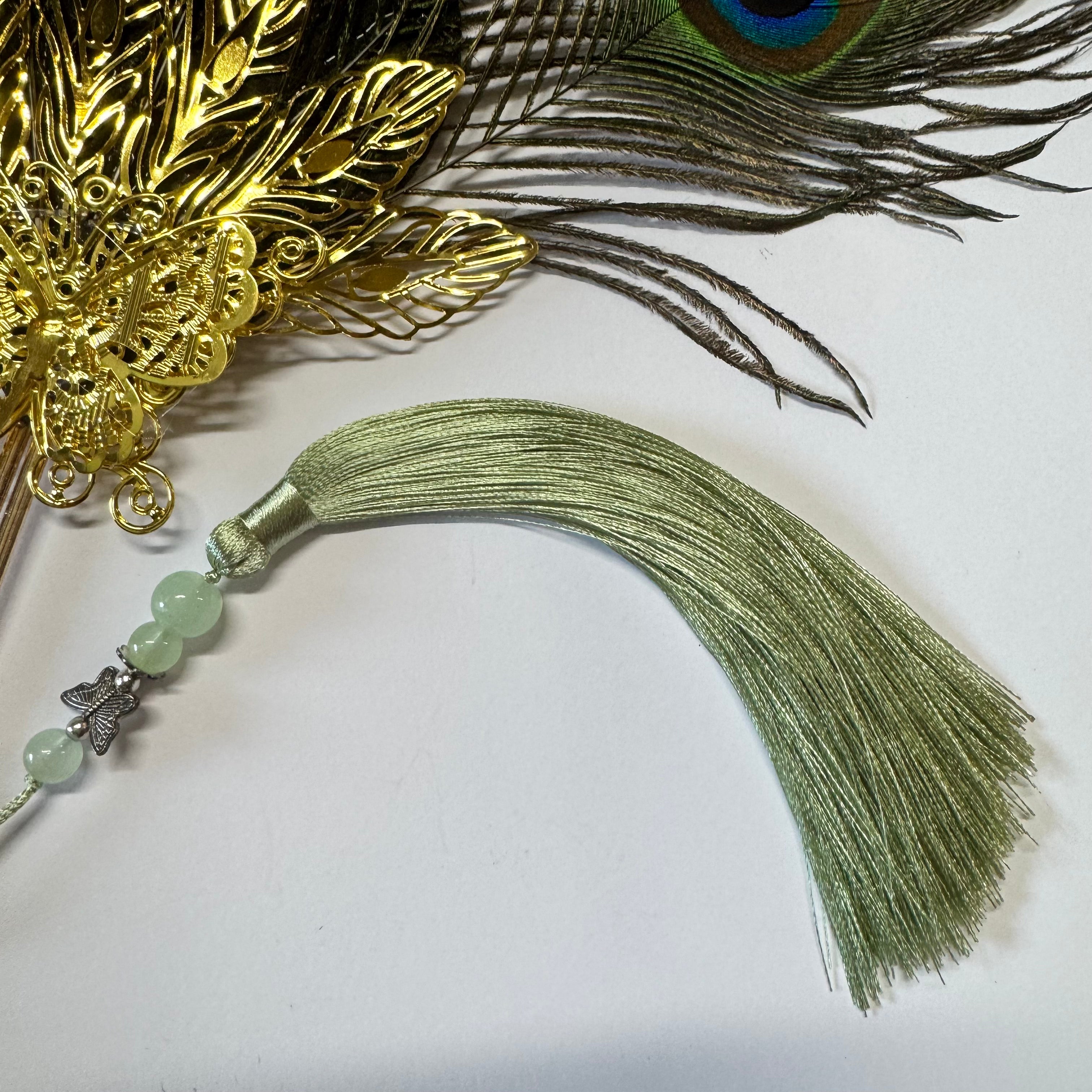 Peacock Eye Feather Fan with Tassel