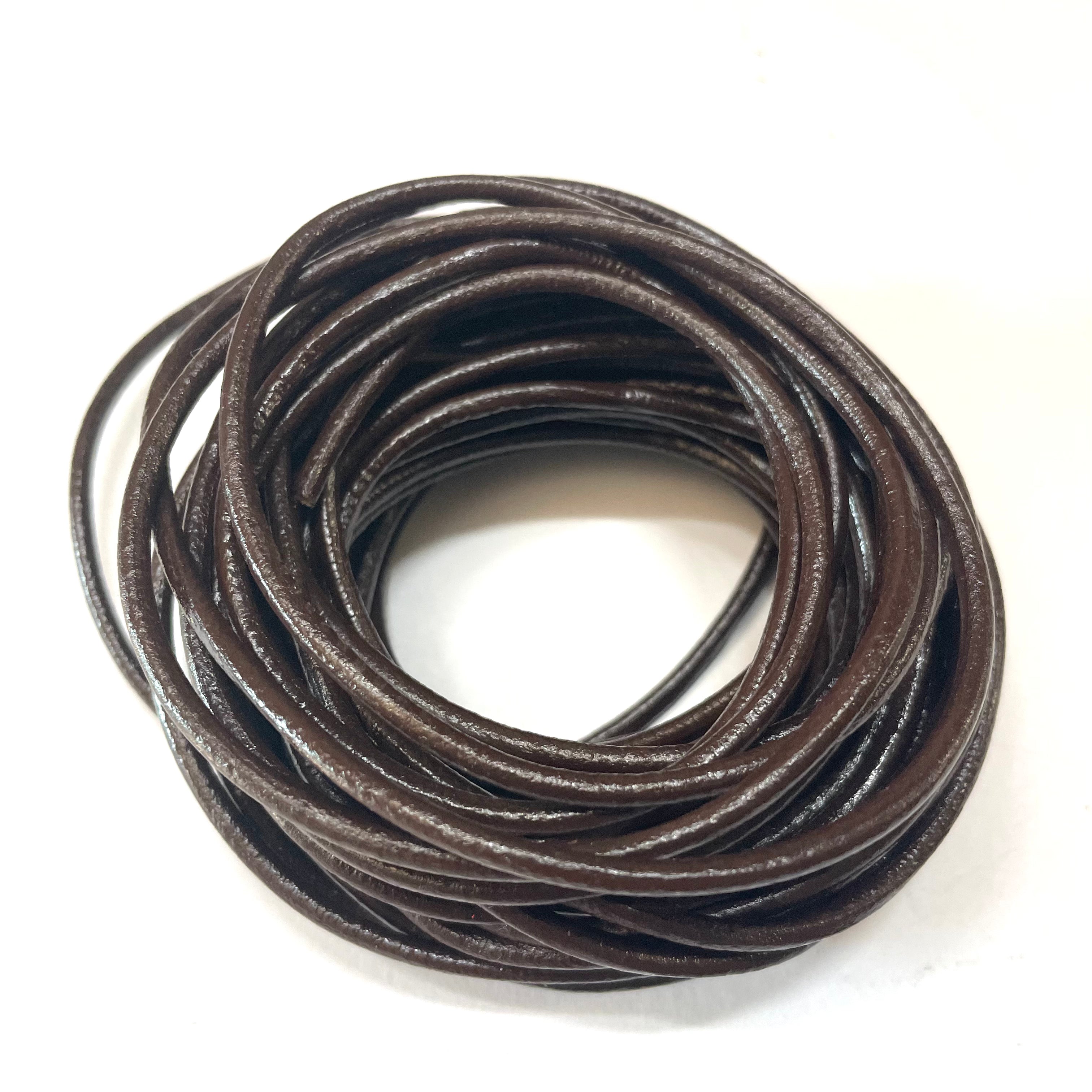 Natural Genuine Leather Cord per 10mtrs - Dark Brown 3mm