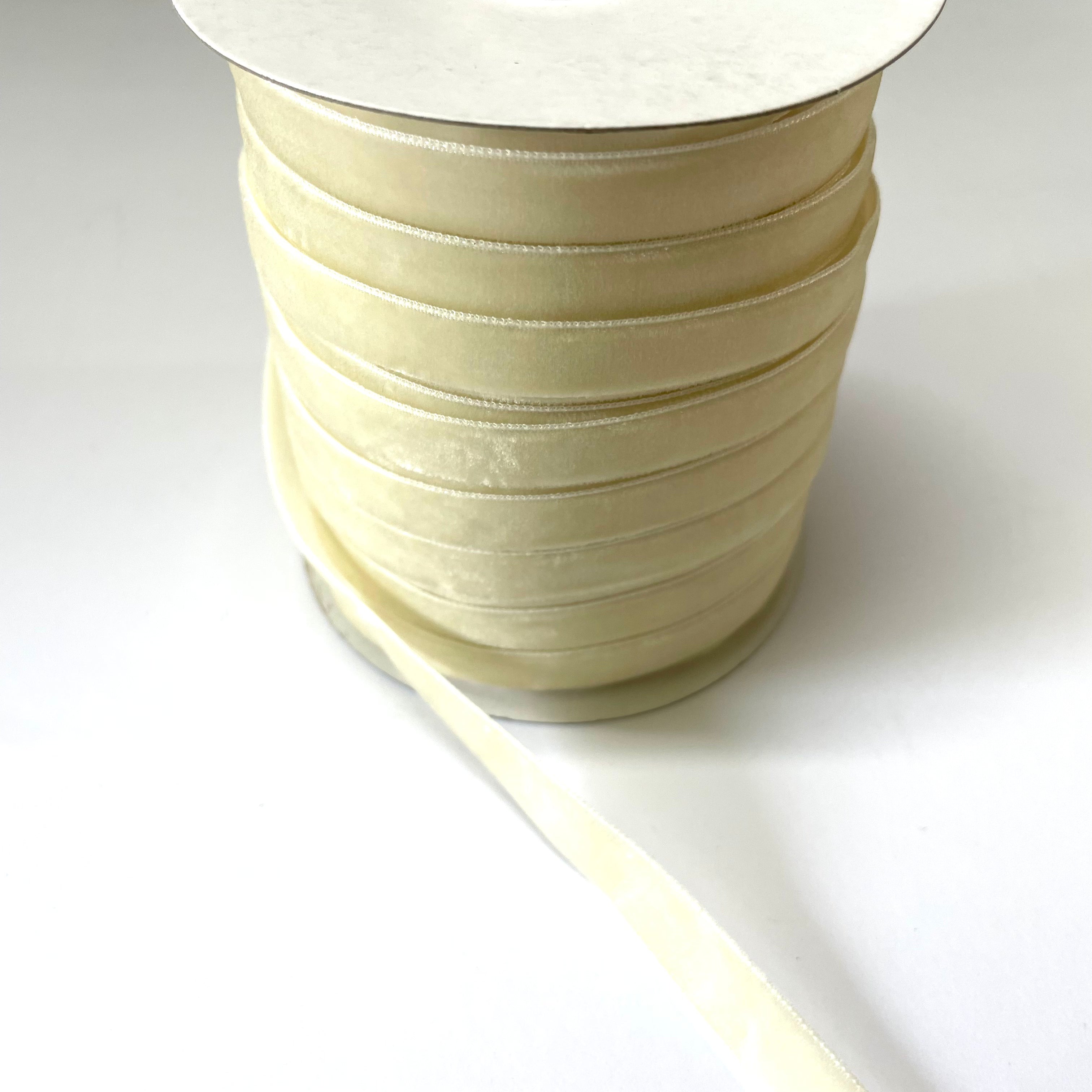 Velvet Single Face 10mm Soft Ribbon 50 Yard Spool - Ivory – Feather.com.au