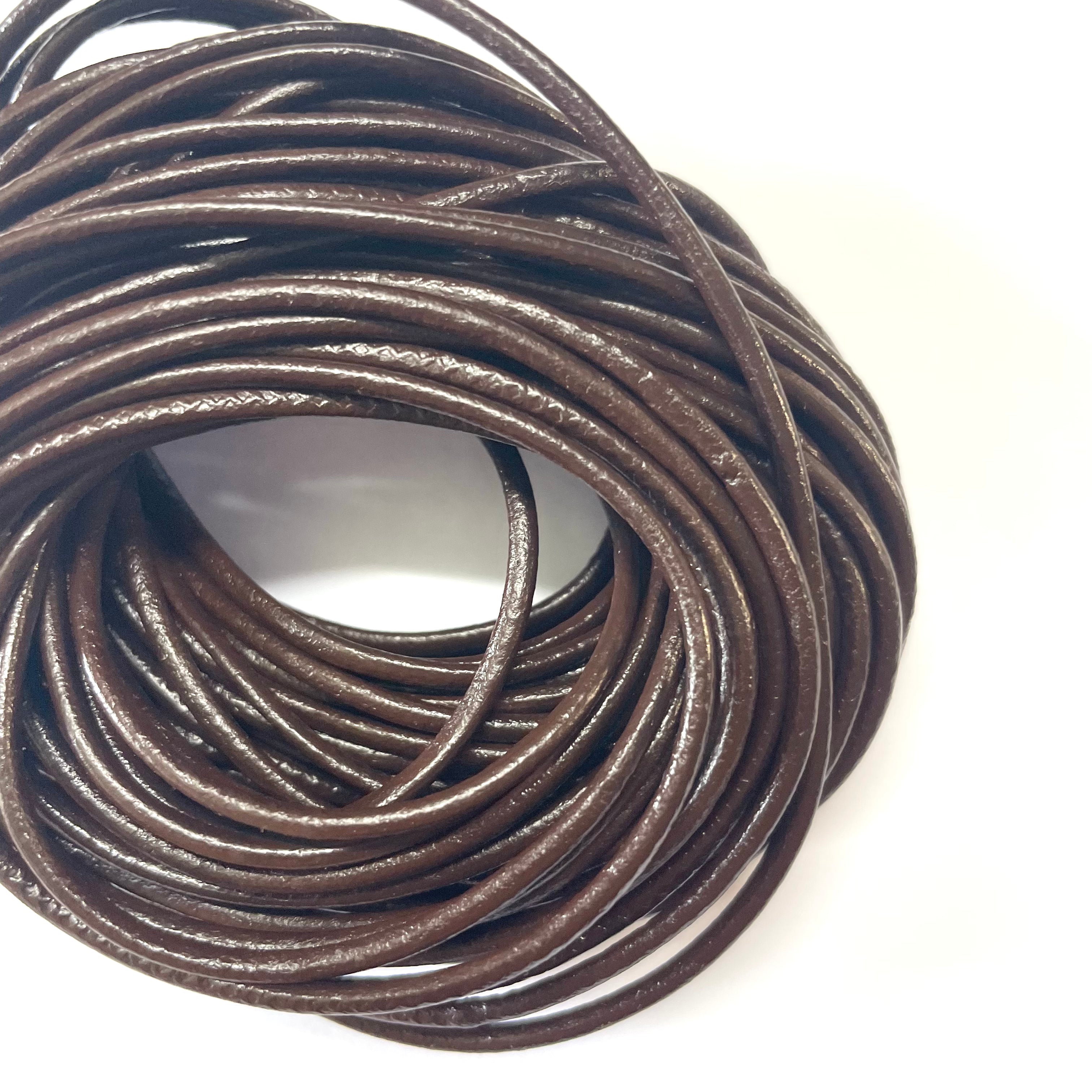 Natural Genuine Leather Cord per 10mtrs - Dark Brown 2mm