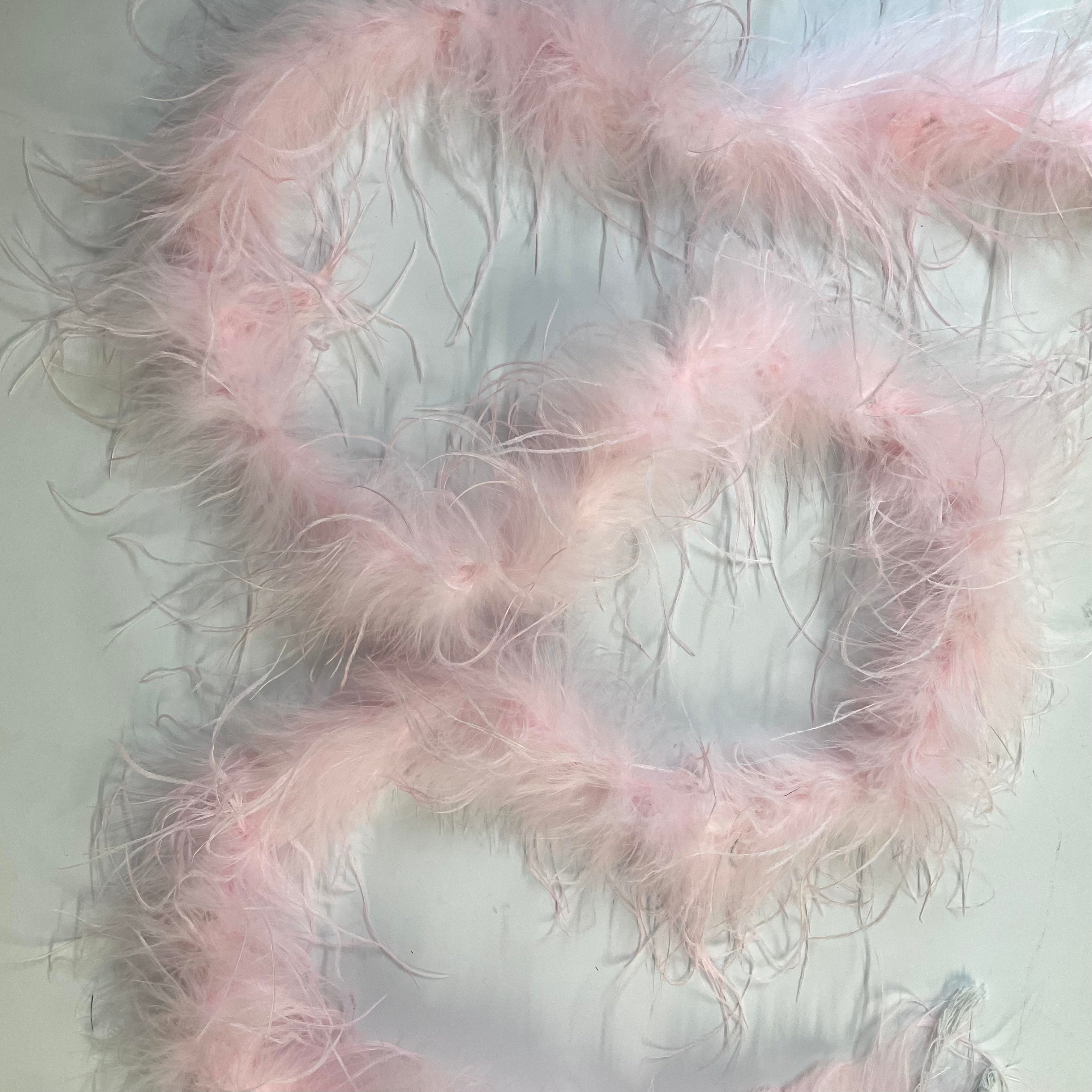 Ostrich & Marabou Feather Boa Trim per 10cm - Light Pink