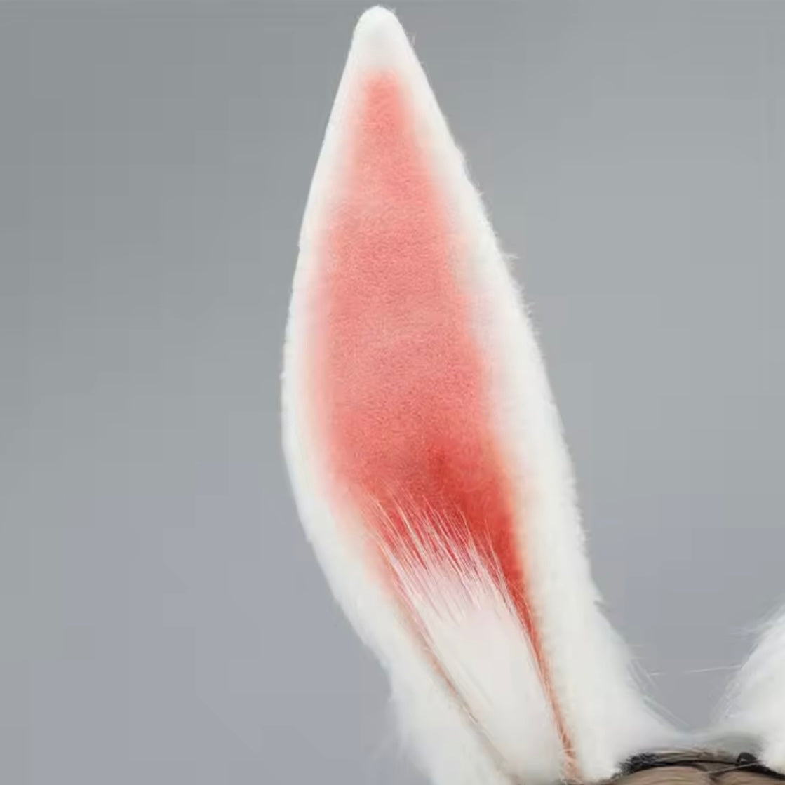 Deluxe Faux Plush Fur Animal Ears Headband - White Bunny Rabbit