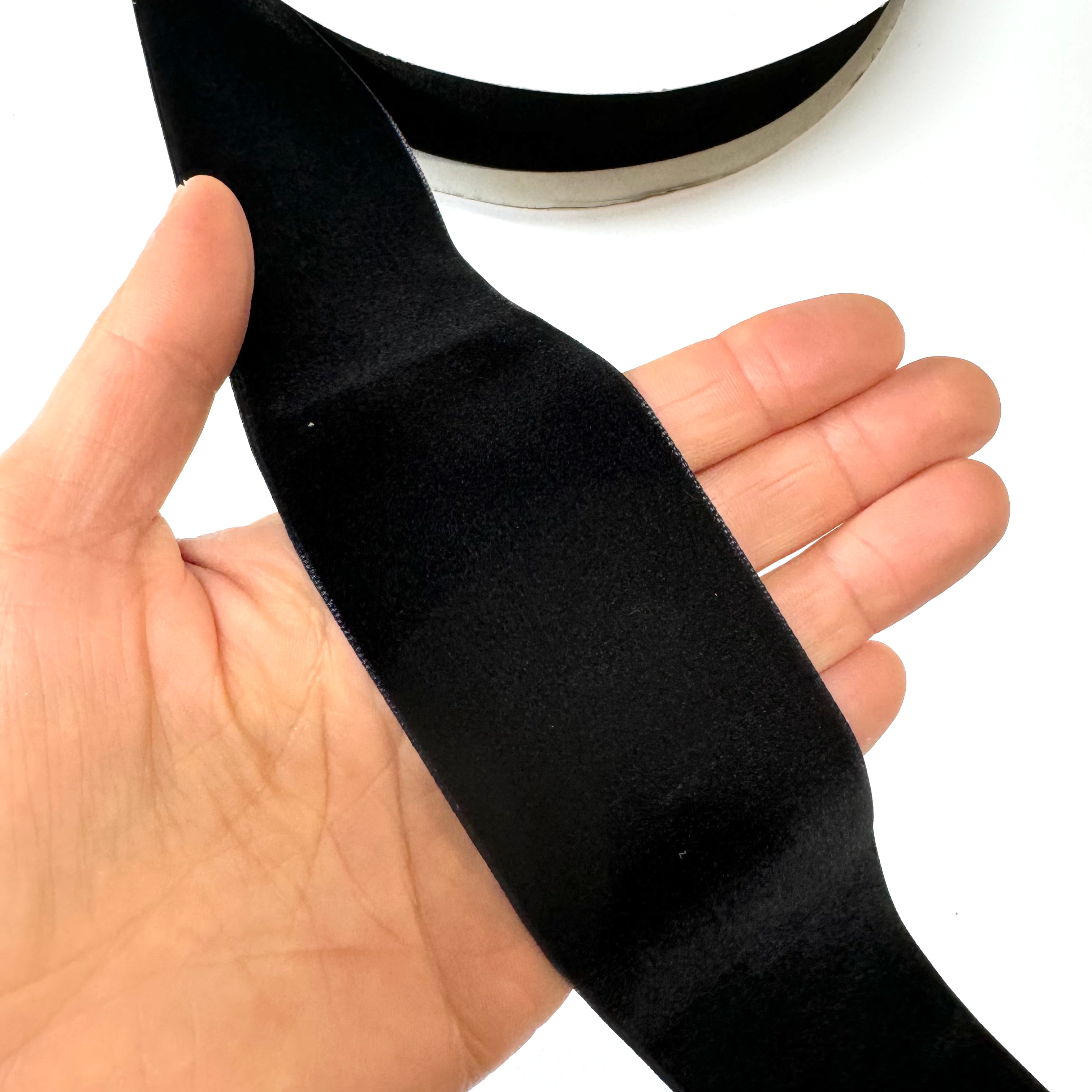 Velvet Single Face 50mm Soft Ribbon 25 Yard Spool - Black 50mm