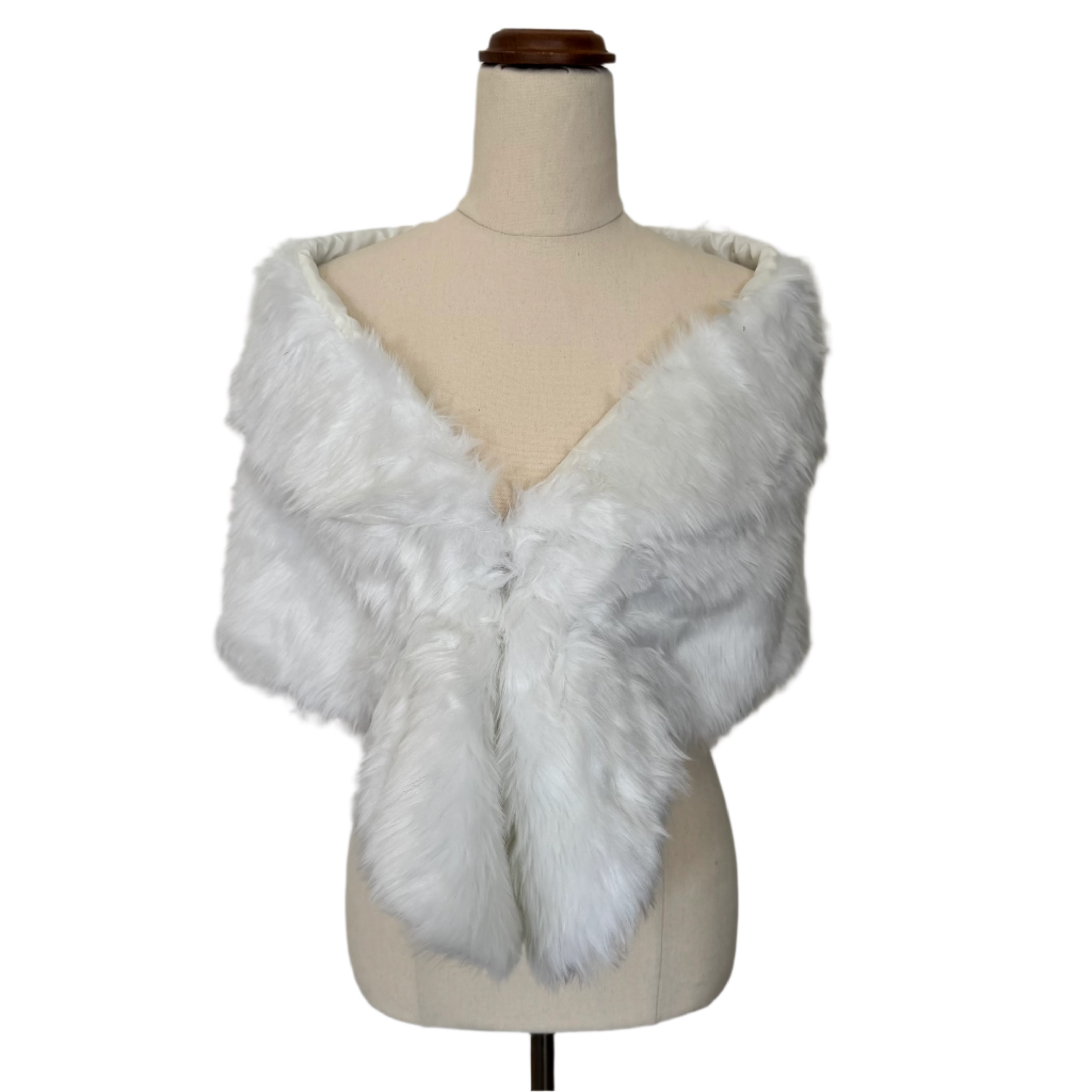 Great Gatsby 1920's Bridal Wedding Faux Fur Shawl Wrap - Shaggy White STYLE 5