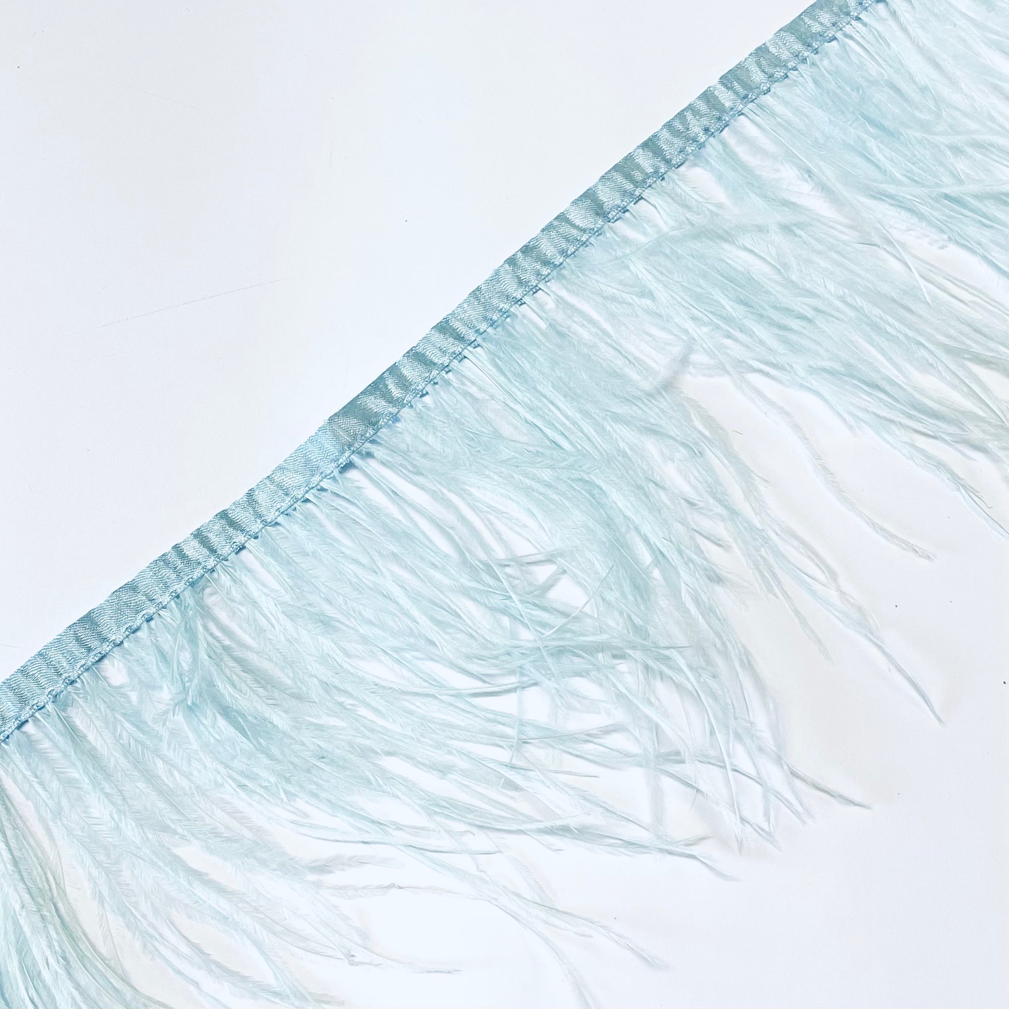 Ostrich Feathers Strung per 10cm - Light Blue