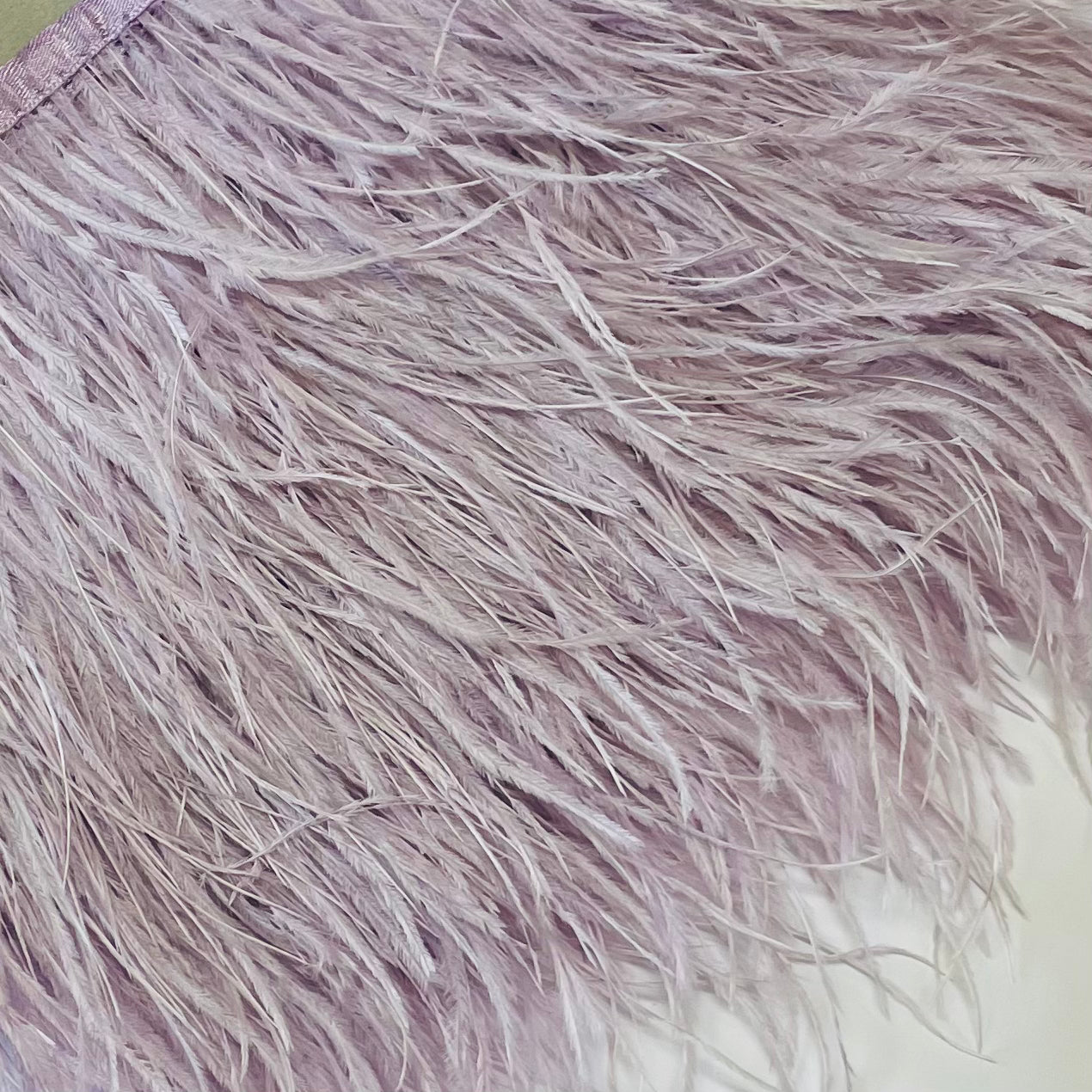 Ostrich Feathers Strung per metre - Lilac