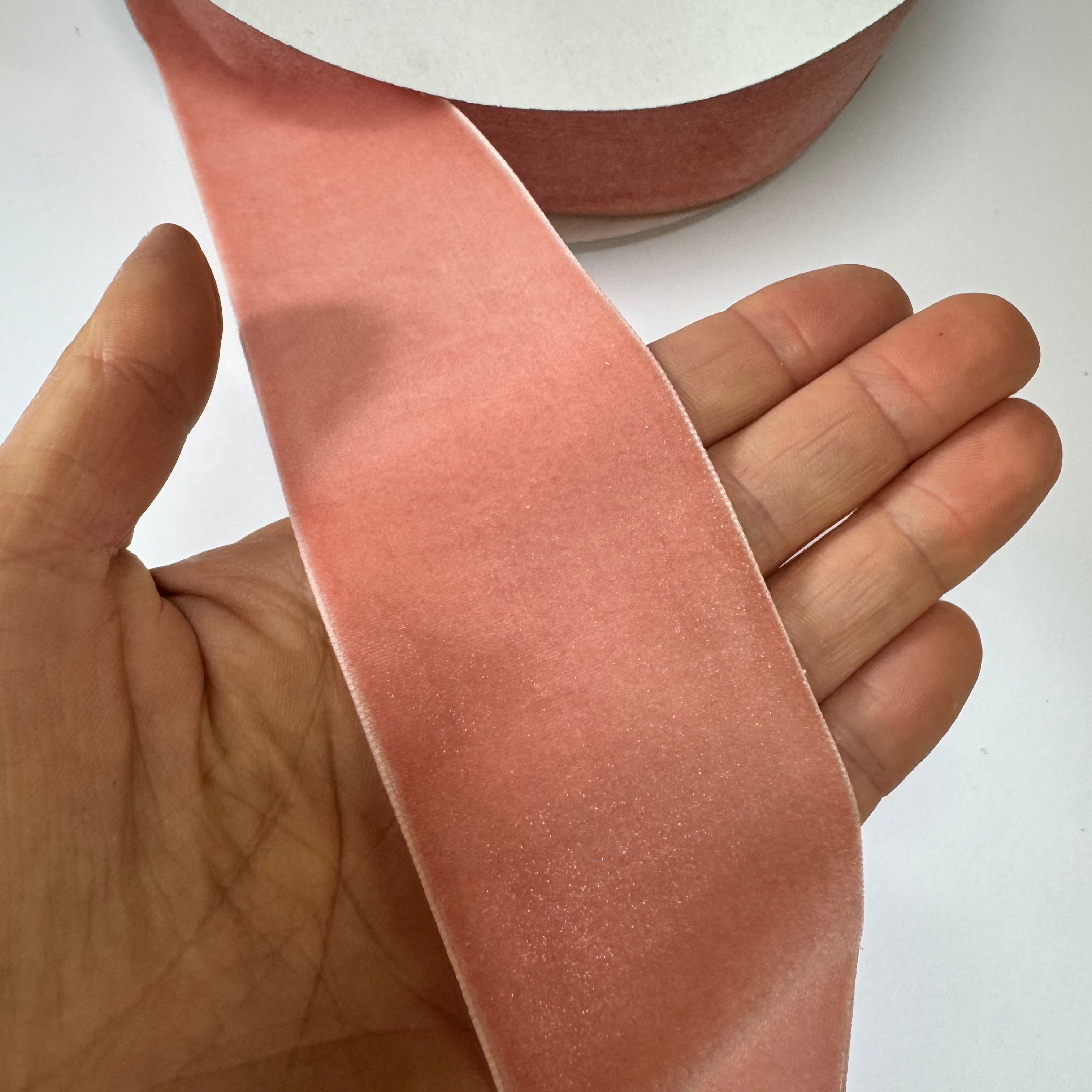 Velvet Single Face 50mm Soft Ribbon 25 Yard Spool - Dusty Rose 50mm