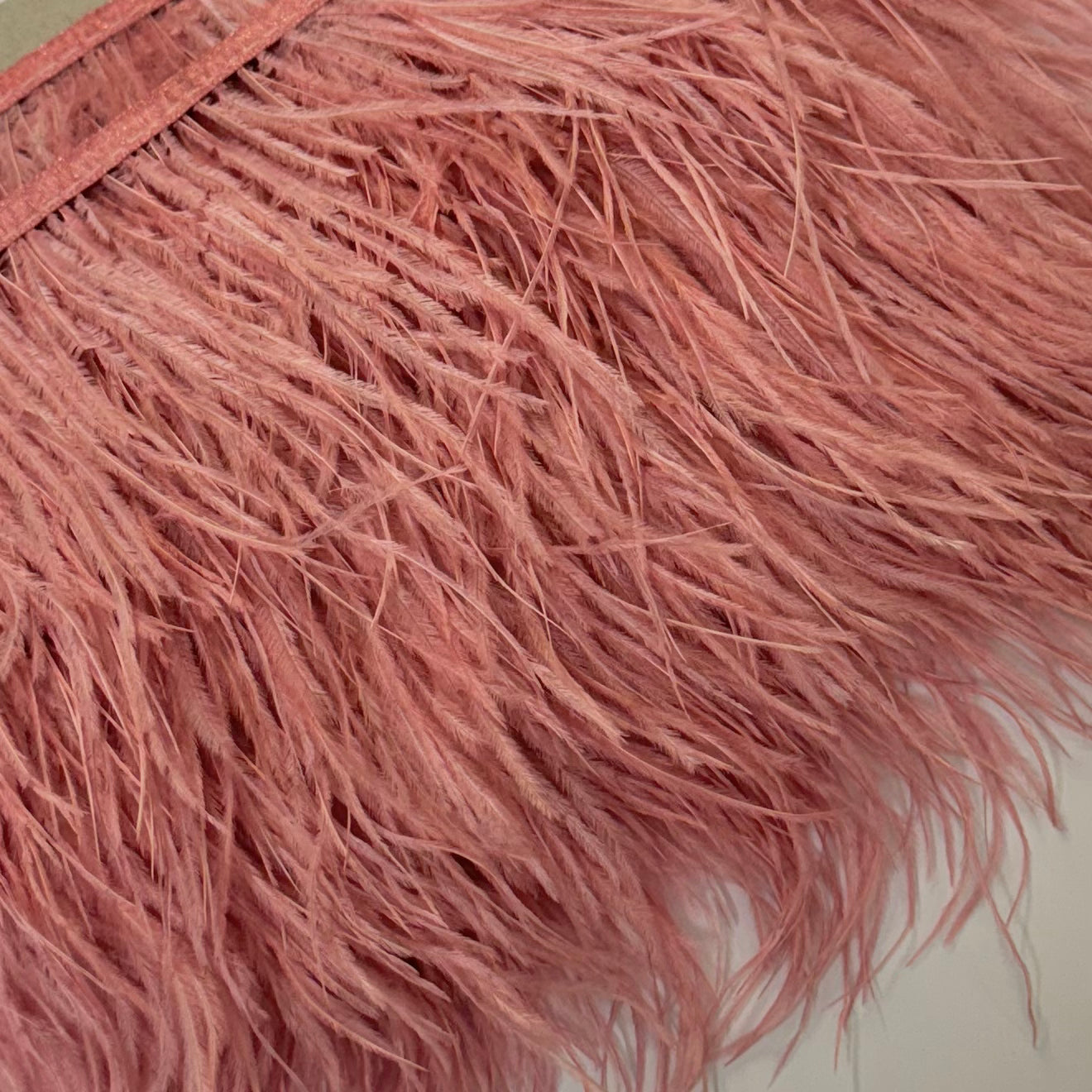 Ostrich Feathers Strung per metre - Dusty Pink