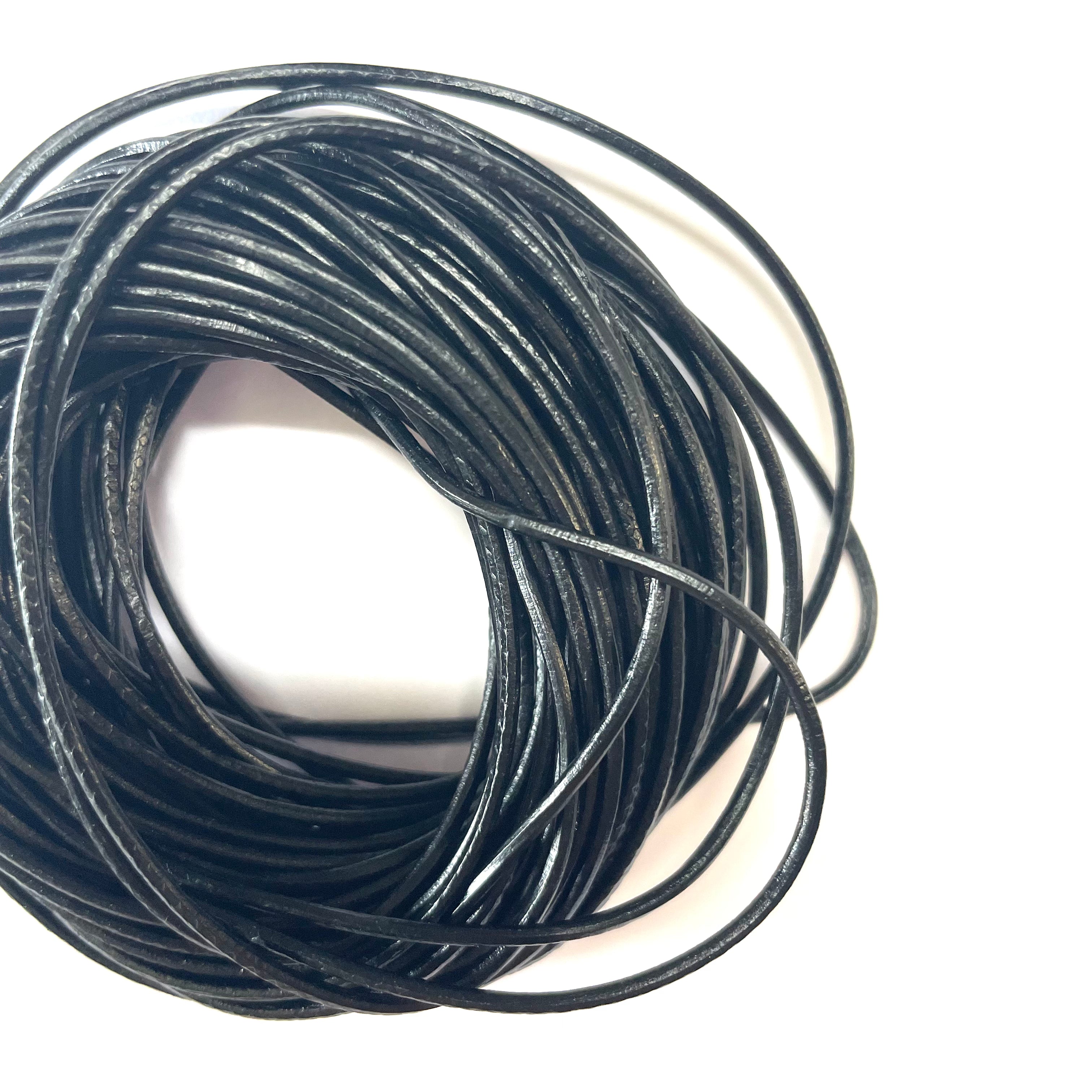 Natural Genuine Leather Cord per 10mtrs- Black 1.5mm