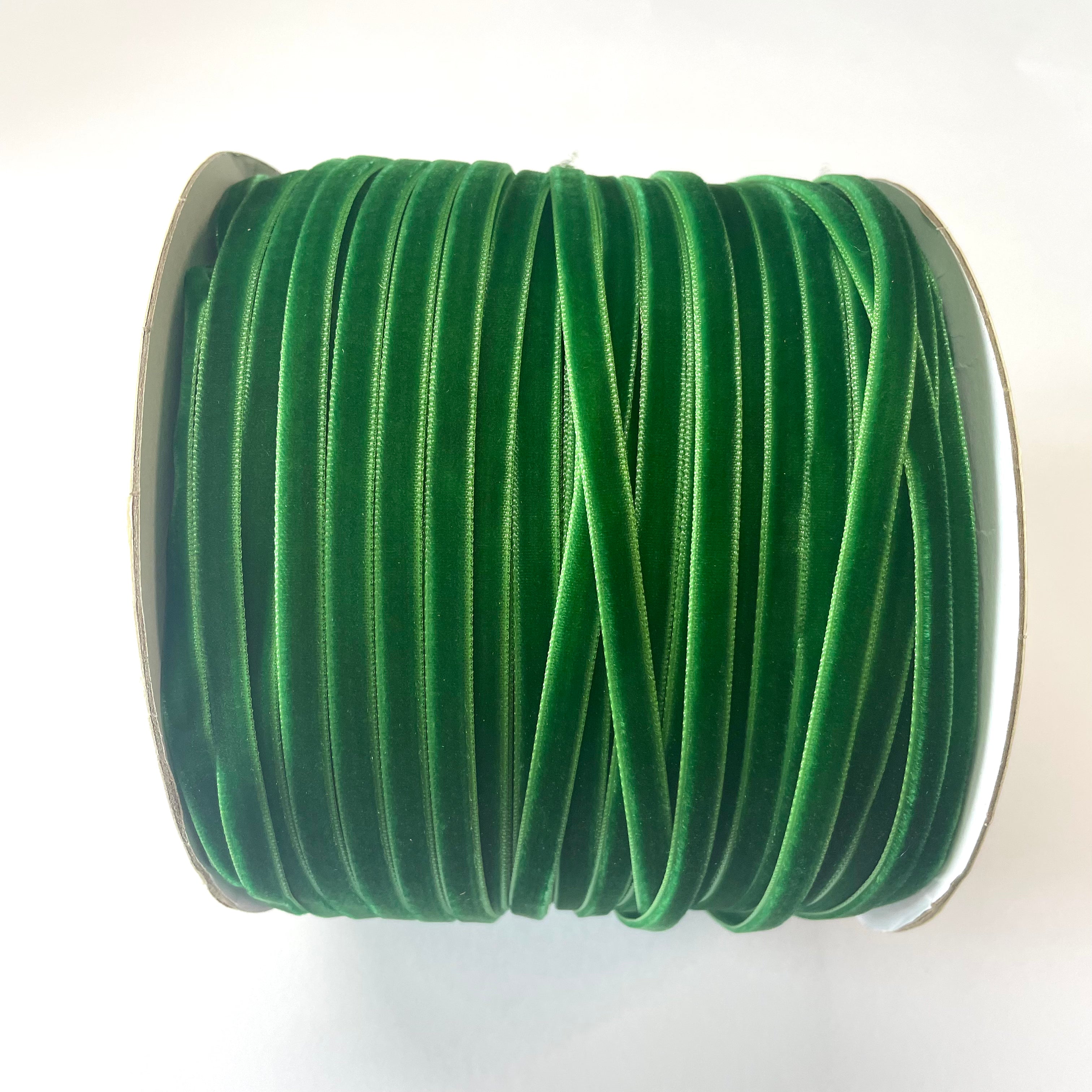Velvet Single Face 6mm Soft Ribbon per 10 mtrs - Green