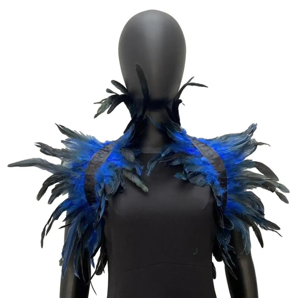 Victorian Cosplay Goth Feather Body Harness - Royal (Style 2)
