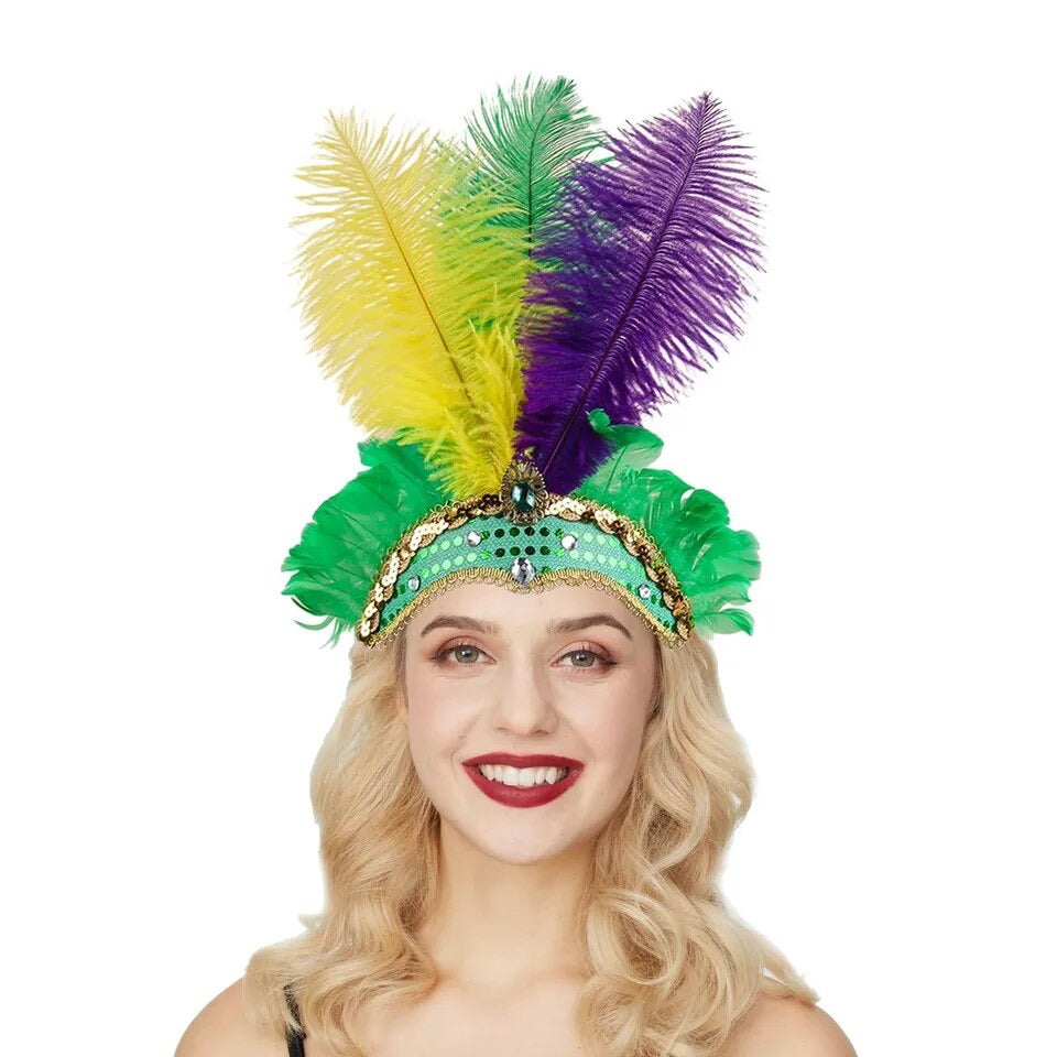 Rio Carnival Samba Sequin Ostrich Feather Showgirl Costume Headdress rio-carnival-samba-sequin-ostrich-feather-showgirl-costume-headdress