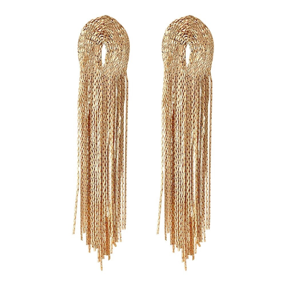 Great Gatsby 1920's Thread Tassel Drop Earrings - Gold (Style 41)