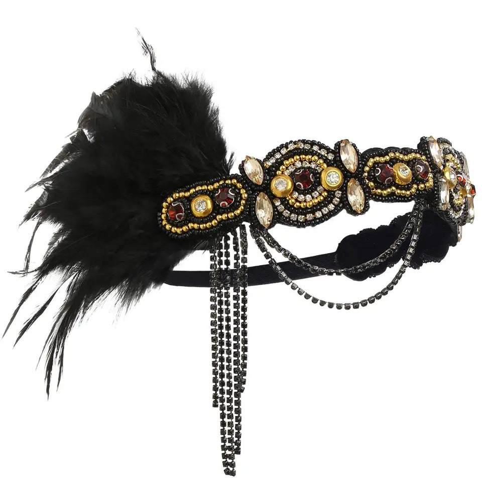 Great Gatsby 1920's Flapper Feather Costume Accessories 5pcs Set - Style 1