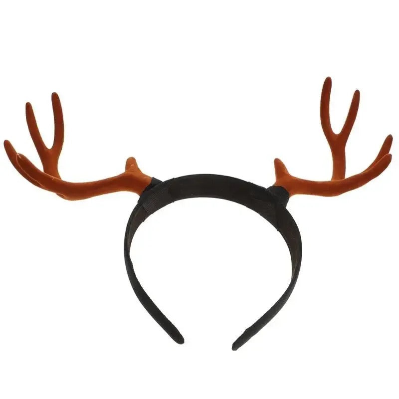 Christmas Holiday Antler Reindeer Plain Headband - Brown Antler (Style 5)