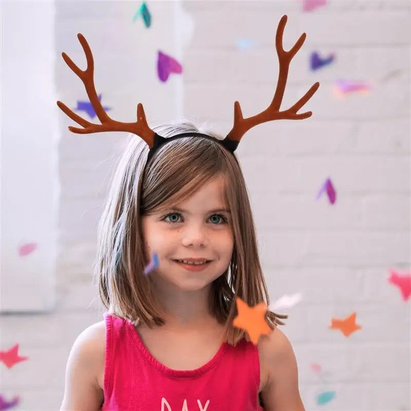 Christmas Holiday Antler Reindeer Plain Headband - Brown Antler (Style 5)