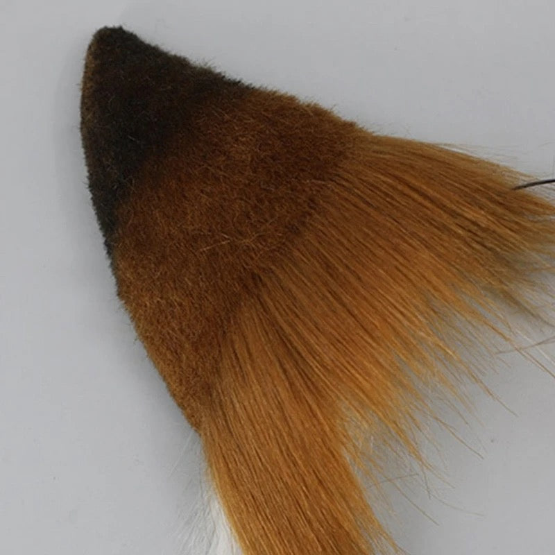 Deluxe Faux Plush Fur Animal Ears Headband - Brown White Fox