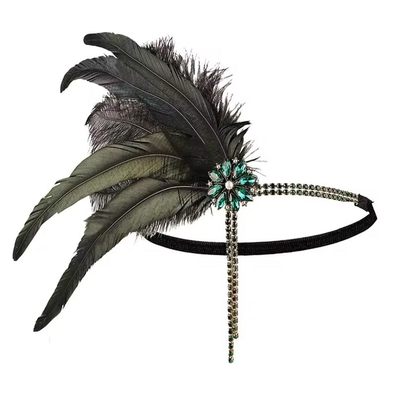 Great Gatsby 1920's Flapper Feather Costume Accessories 4pcs Set - Style 5