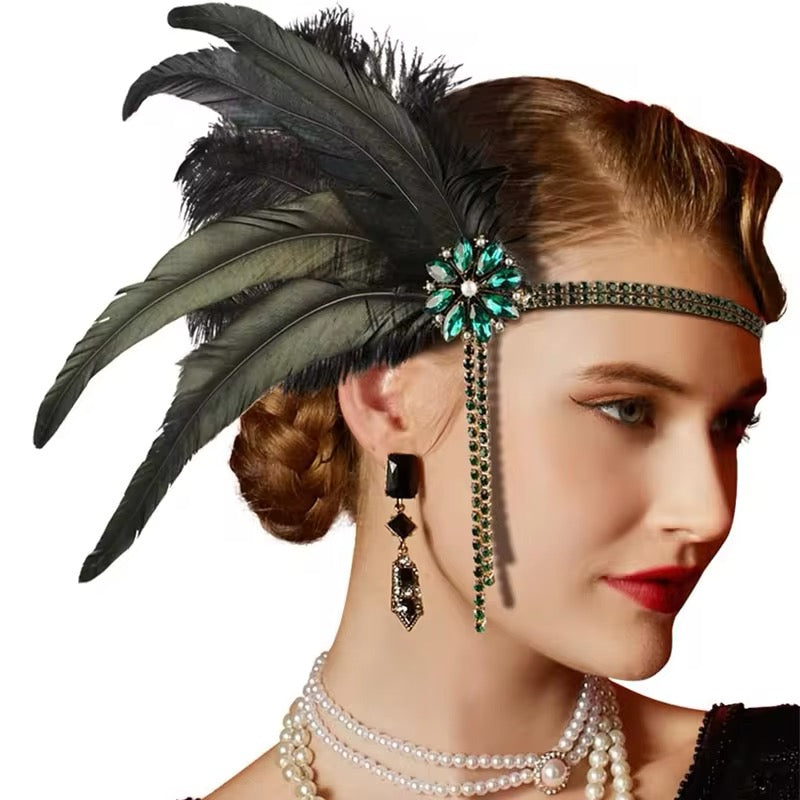 Great Gatsby 1920's Flapper Feather Costume Accessories 4pcs Set - Style 5