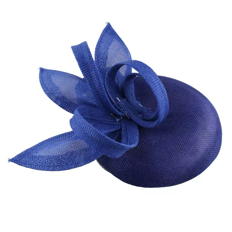 Sinamay Loop Round Button Headband Fascinator - Royal Blue