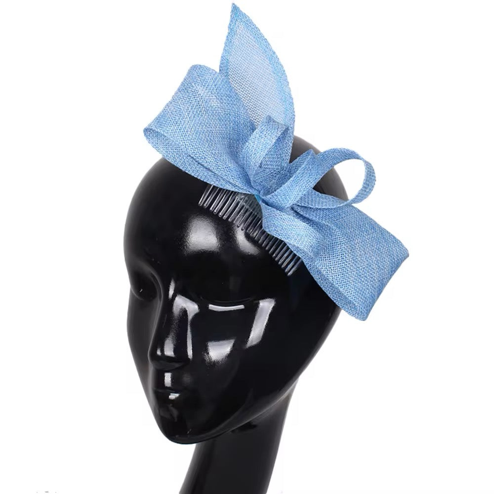 Sinamay Bow Headband Fascinator - Light Blue