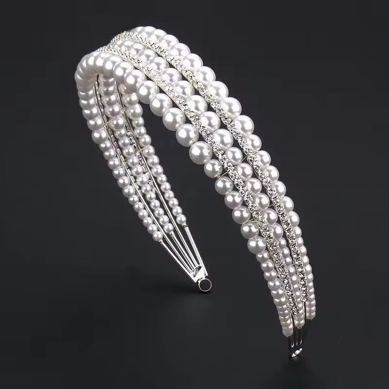 Pearl & Rhinestone 5 Row Racewear Headpiece Headband ( Style 9 )