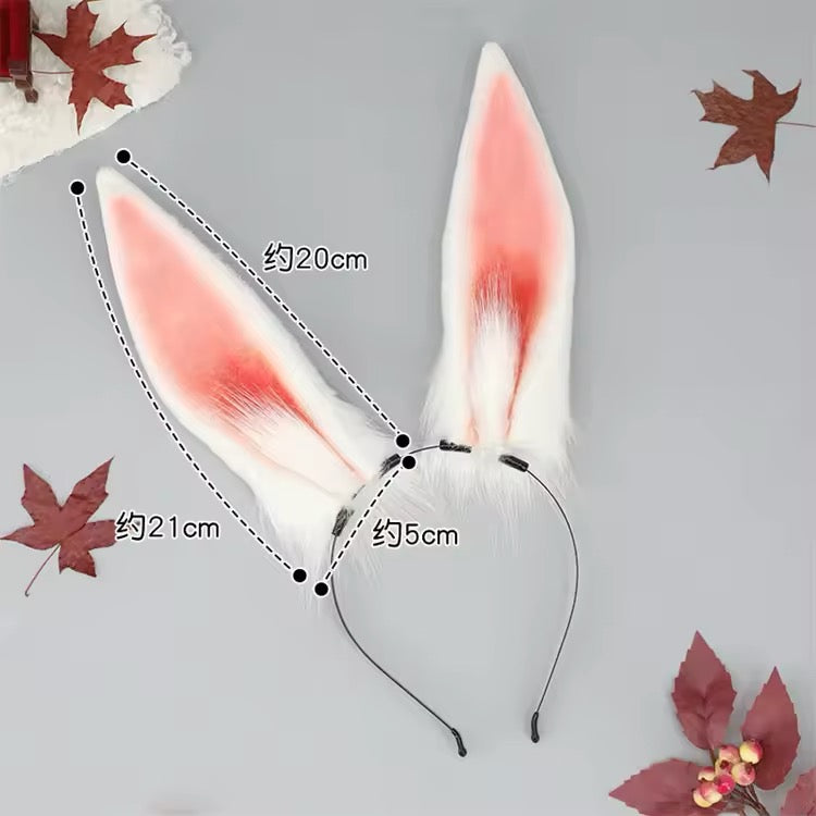 Deluxe Faux Plush Fur Animal Ears Headband - White Bunny Rabbit